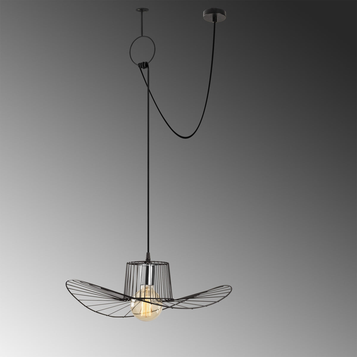 Tel Pendellampe - Schwarz in Schwarz präsentiert im Onlineshop von KAQTU Design AG. Pendelleuchte ist von Opviq