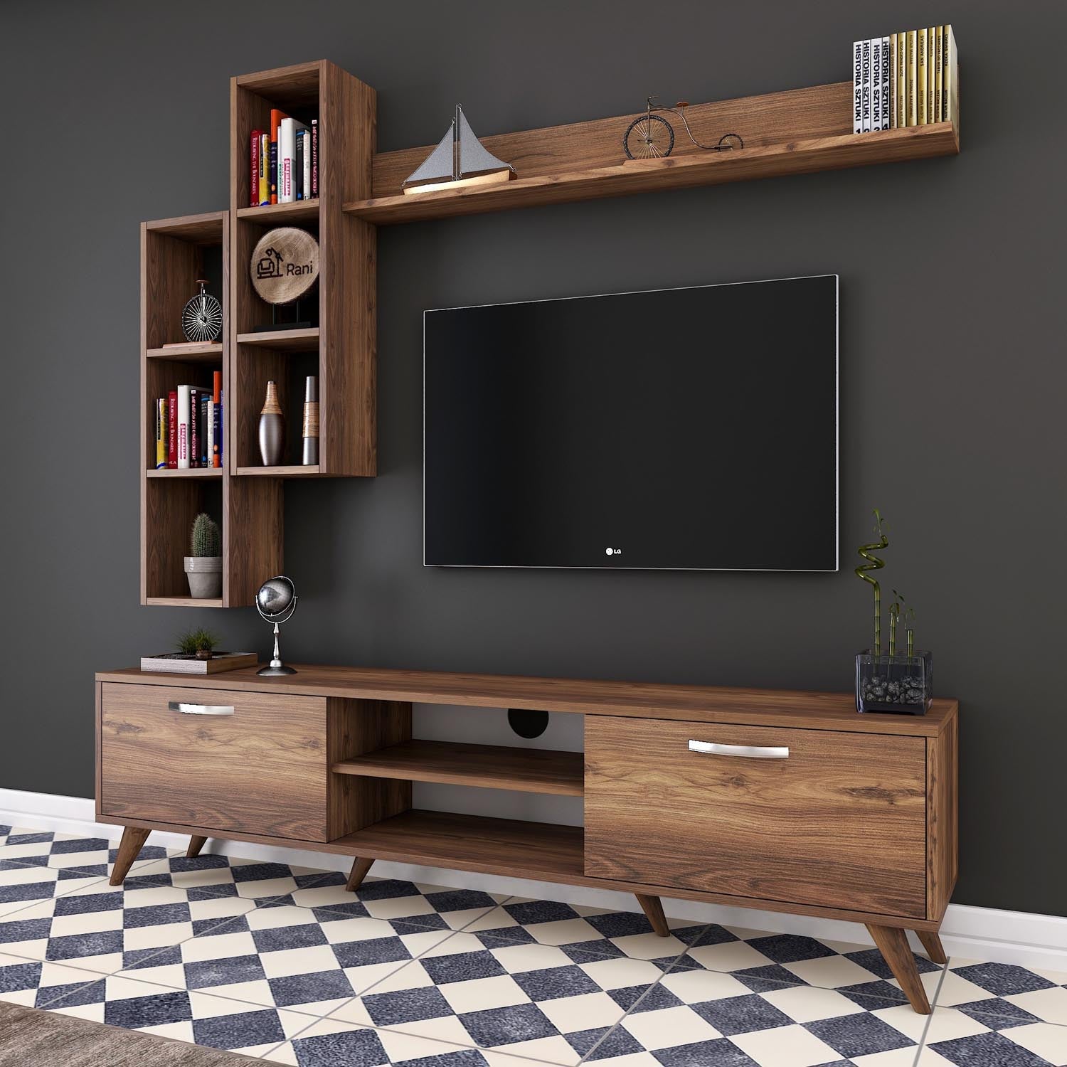 M16 - 262 in Walnuss präsentiert im Onlineshop von KAQTU Design AG. TV-Möbel ist von Hanah Home