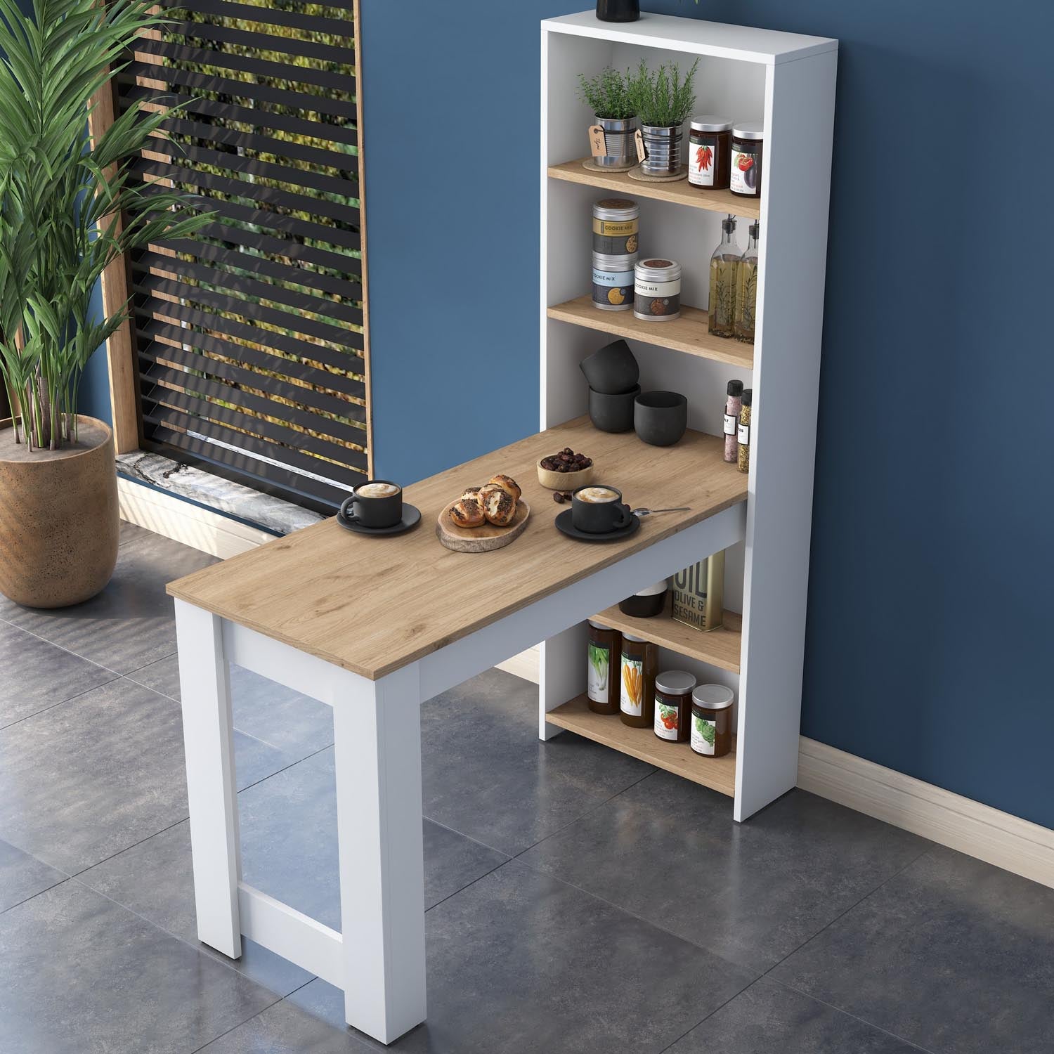 JA102 - 2344 in Walnuss Weiss präsentiert im Onlineshop von KAQTU Design AG. Tischsystem ist von Hanah Home