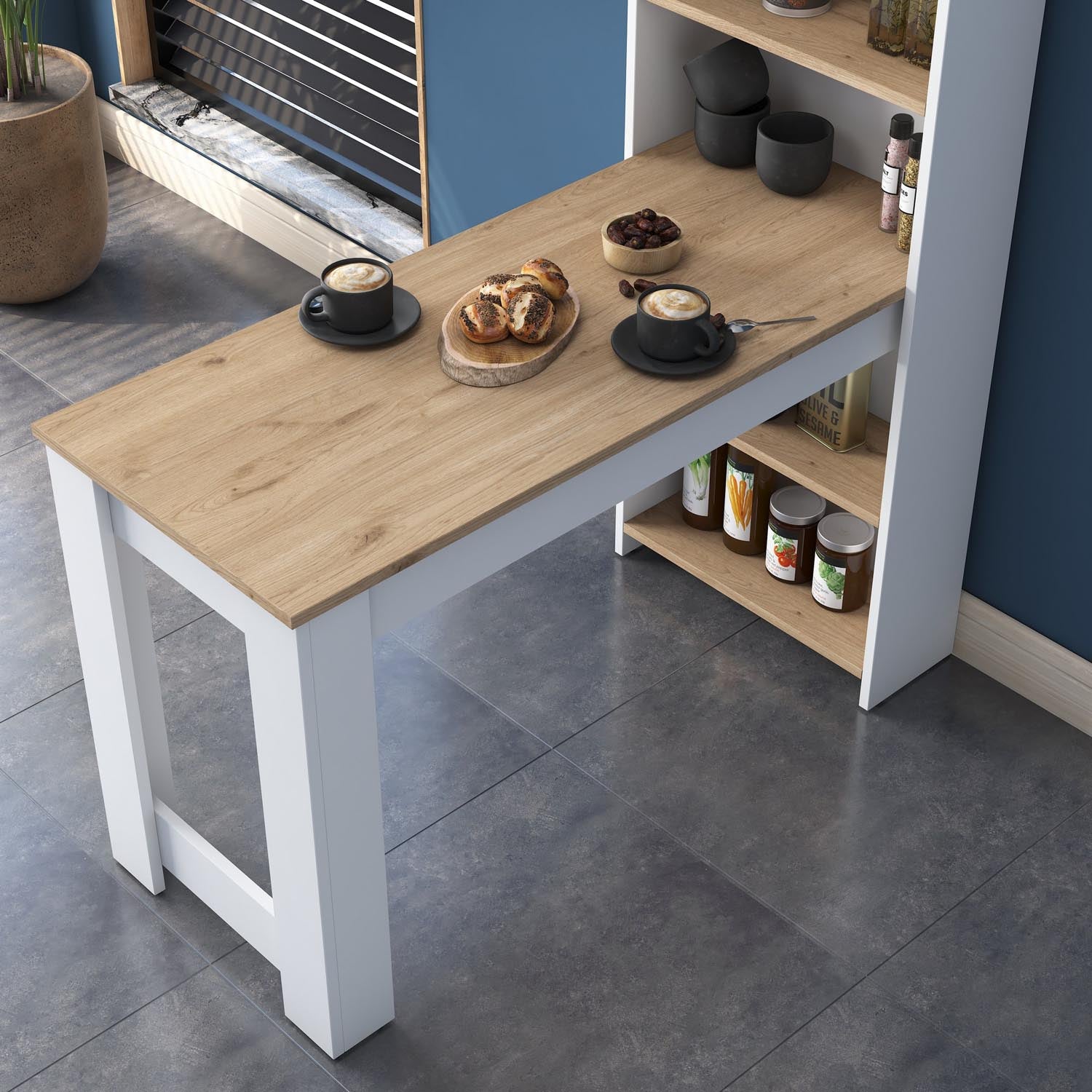 JA102 - 2344 in Walnuss Weiss präsentiert im Onlineshop von KAQTU Design AG. Tischsystem ist von Hanah Home