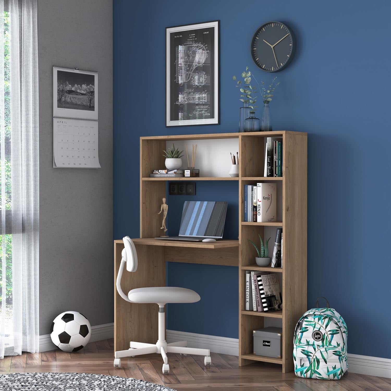 HA104 - 2025 in Eiche präsentiert im Onlineshop von KAQTU Design AG. Schreibtisch ist von Hanah Home