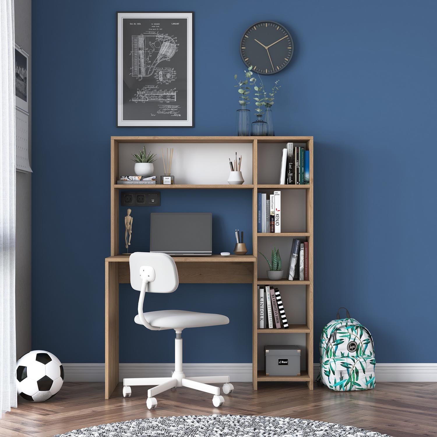 HA104 - 2025 in Eiche präsentiert im Onlineshop von KAQTU Design AG. Schreibtisch ist von Hanah Home