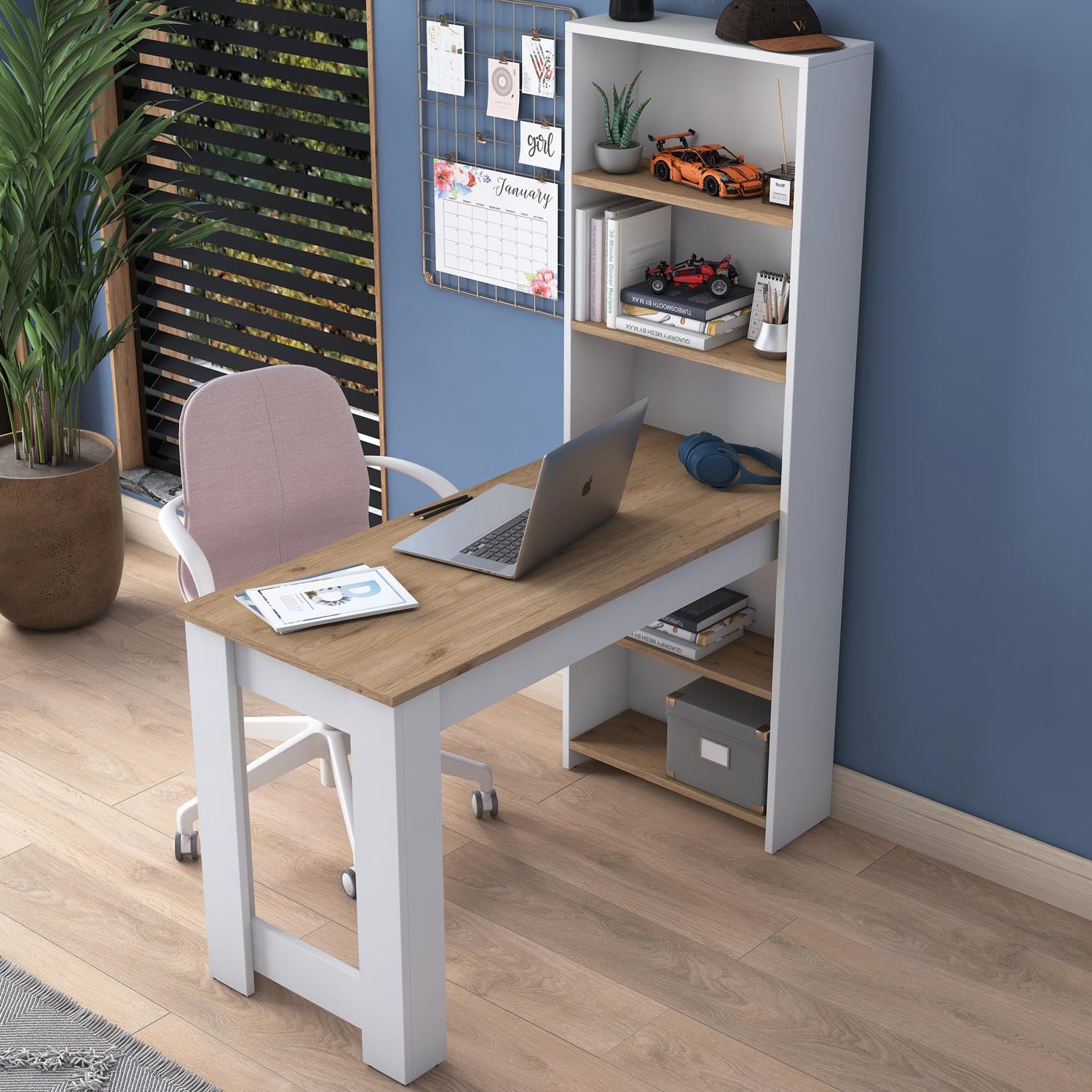 HA106 - 2493 in Weisser Walnuss präsentiert im Onlineshop von KAQTU Design AG. Schreibtisch ist von Hanah Home