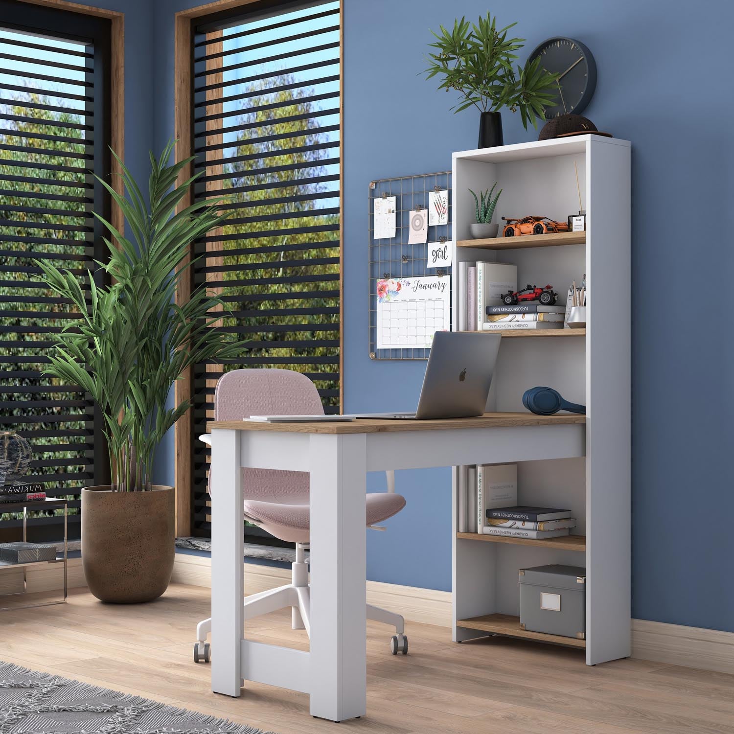 HA106 - 2493 in Weisser Walnuss präsentiert im Onlineshop von KAQTU Design AG. Schreibtisch ist von Hanah Home