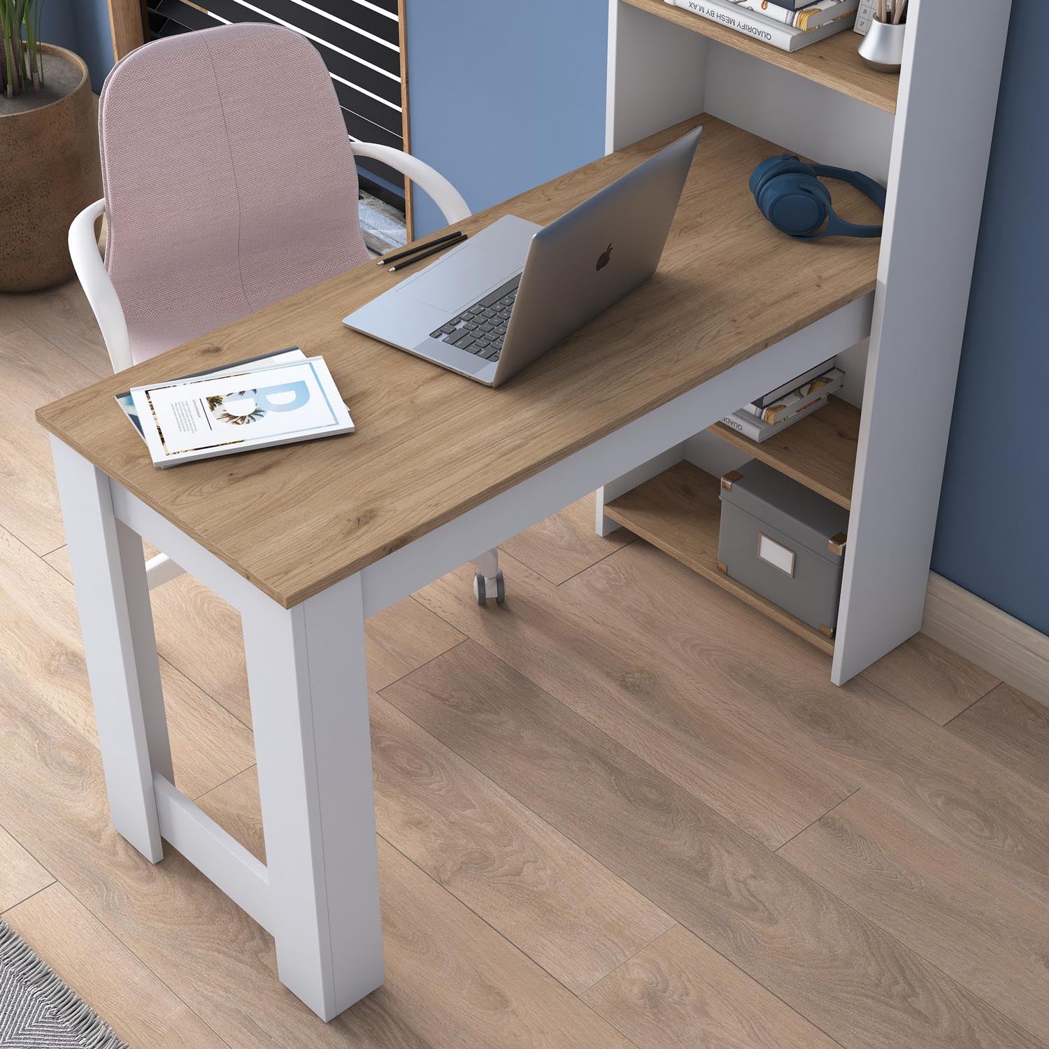HA106 - 2493 in Weisser Walnuss präsentiert im Onlineshop von KAQTU Design AG. Schreibtisch ist von Hanah Home