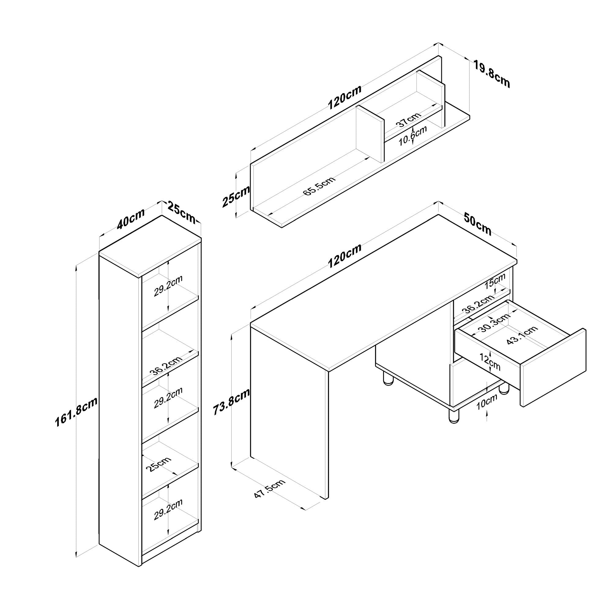 HA115 - 2642 in Walnuss Weiss präsentiert im Onlineshop von KAQTU Design AG. Schreibtisch ist von Hanah Home