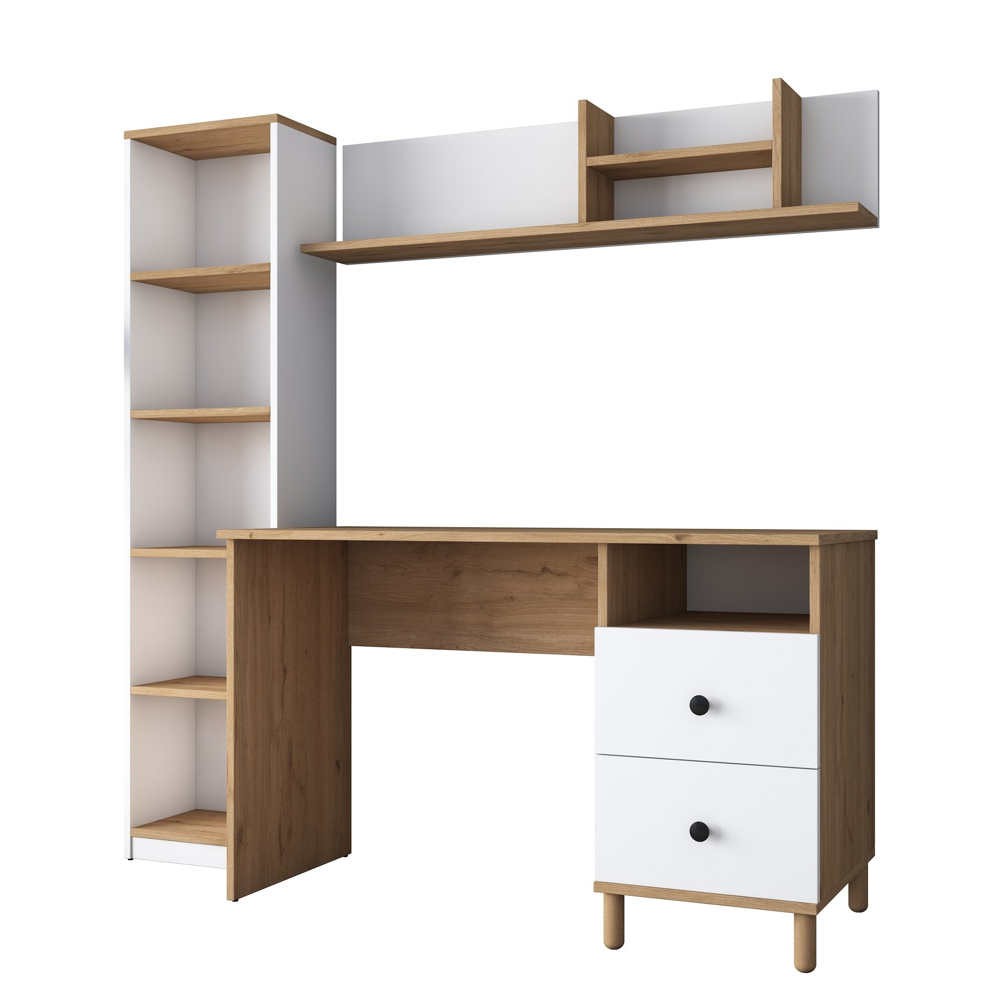 HA115 - 2642 in Walnuss Weiss präsentiert im Onlineshop von KAQTU Design AG. Schreibtisch ist von Hanah Home