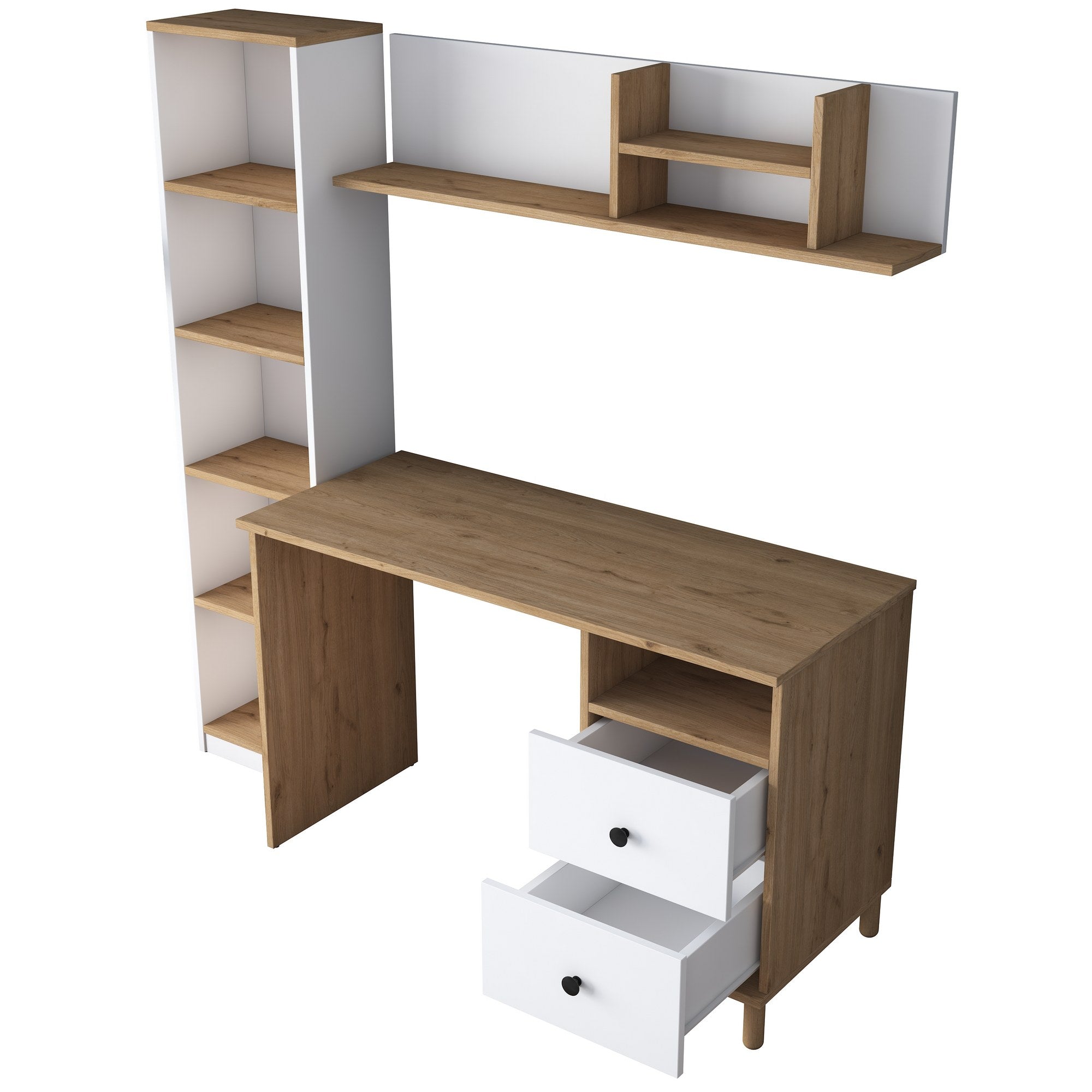 HA115 - 2642 in Walnuss Weiss präsentiert im Onlineshop von KAQTU Design AG. Schreibtisch ist von Hanah Home