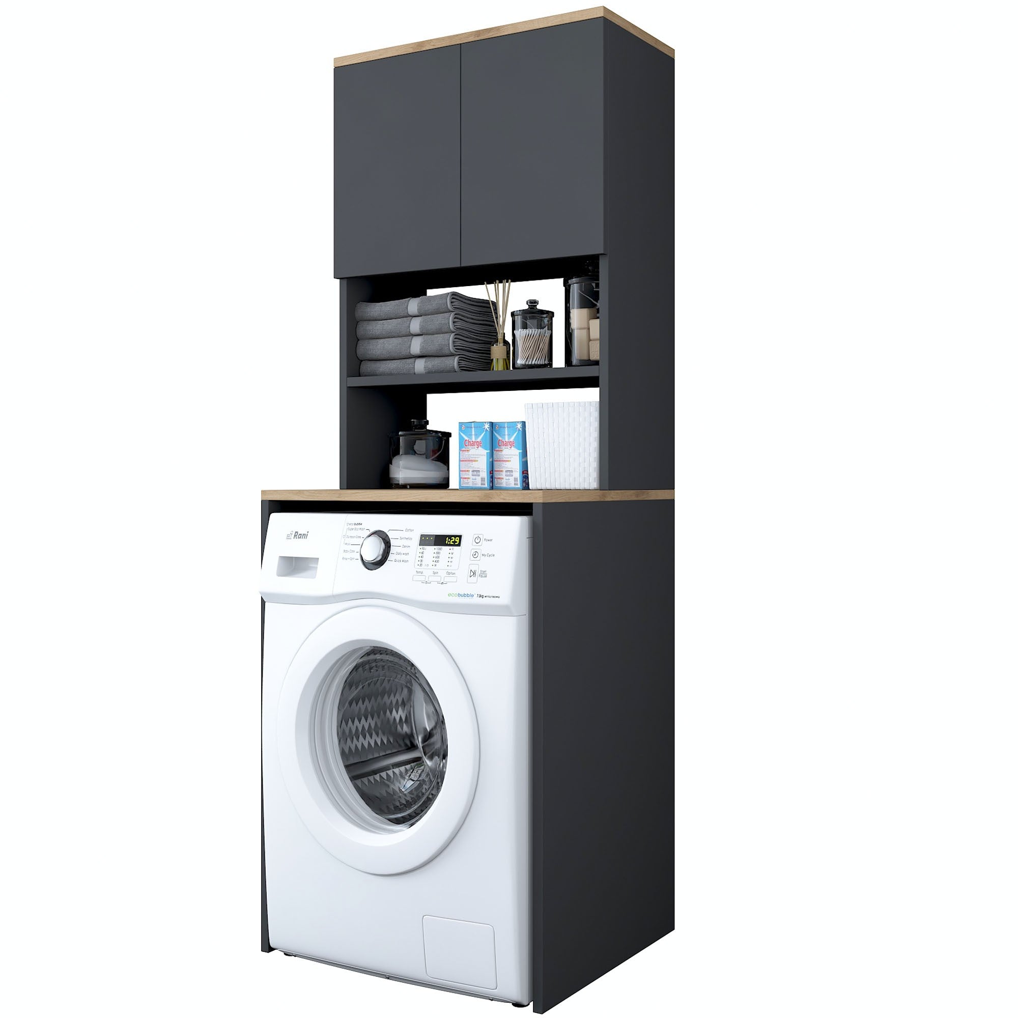 KD101 - 2674 in Walnuss
 Anthrazit präsentiert im Onlineshop von KAQTU Design AG. Standregal ist von Hanah Home