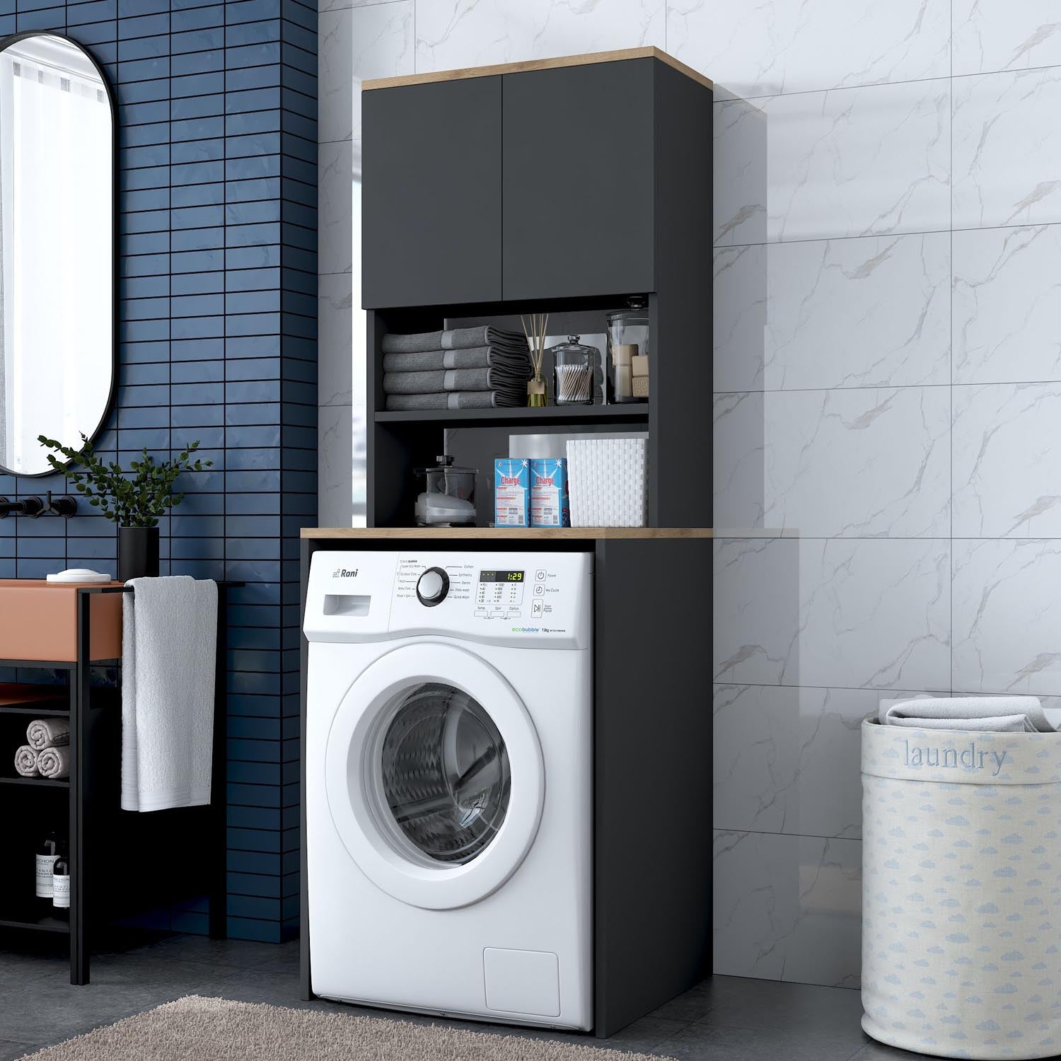 KD101 - 2674 in Walnuss
 Anthrazit präsentiert im Onlineshop von KAQTU Design AG. Standregal ist von Hanah Home