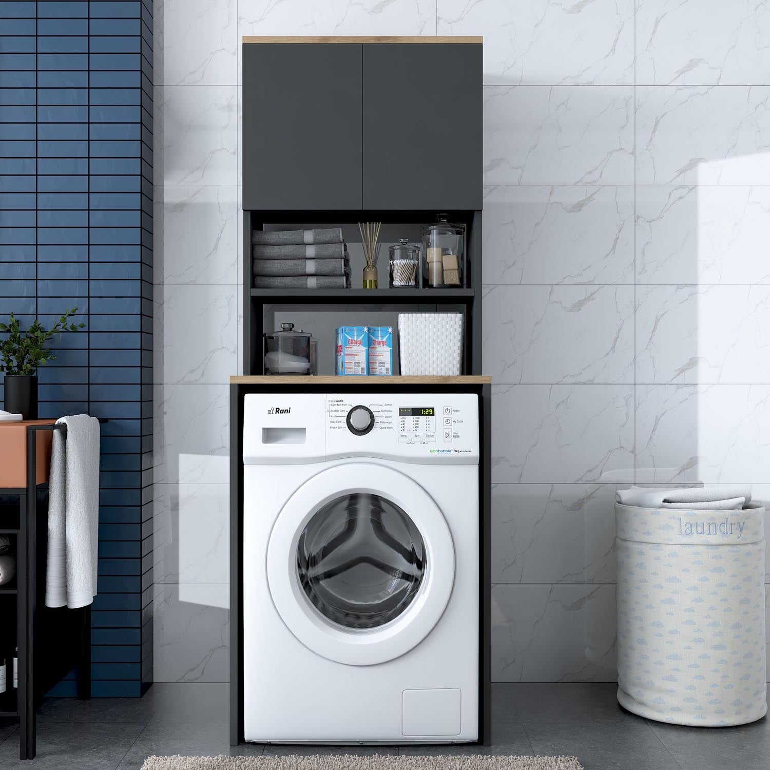 KD101 - 2674 in Walnuss
 Anthrazit präsentiert im Onlineshop von KAQTU Design AG. Standregal ist von Hanah Home