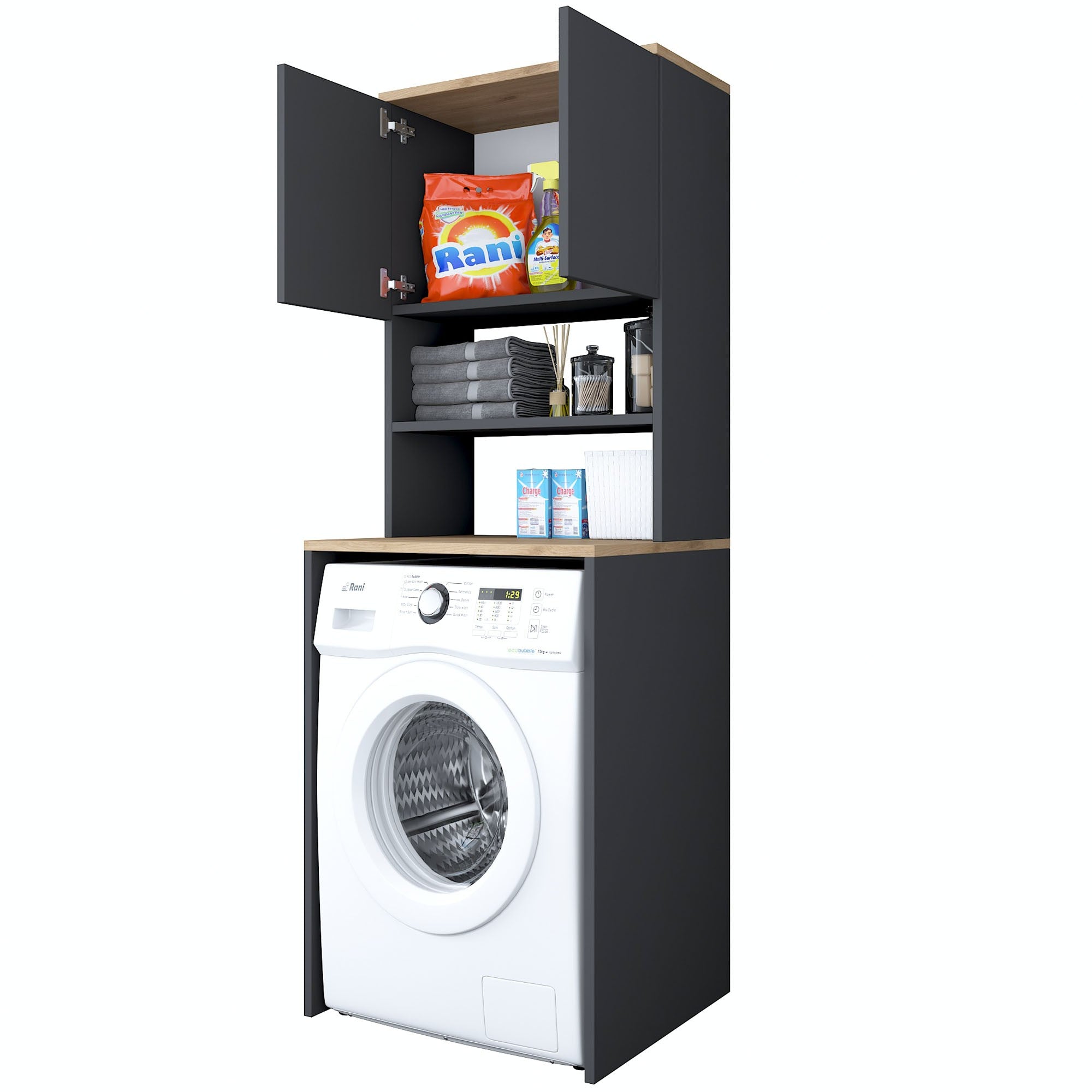 KD101 - 2674 in Walnuss
 Anthrazit präsentiert im Onlineshop von KAQTU Design AG. Standregal ist von Hanah Home
