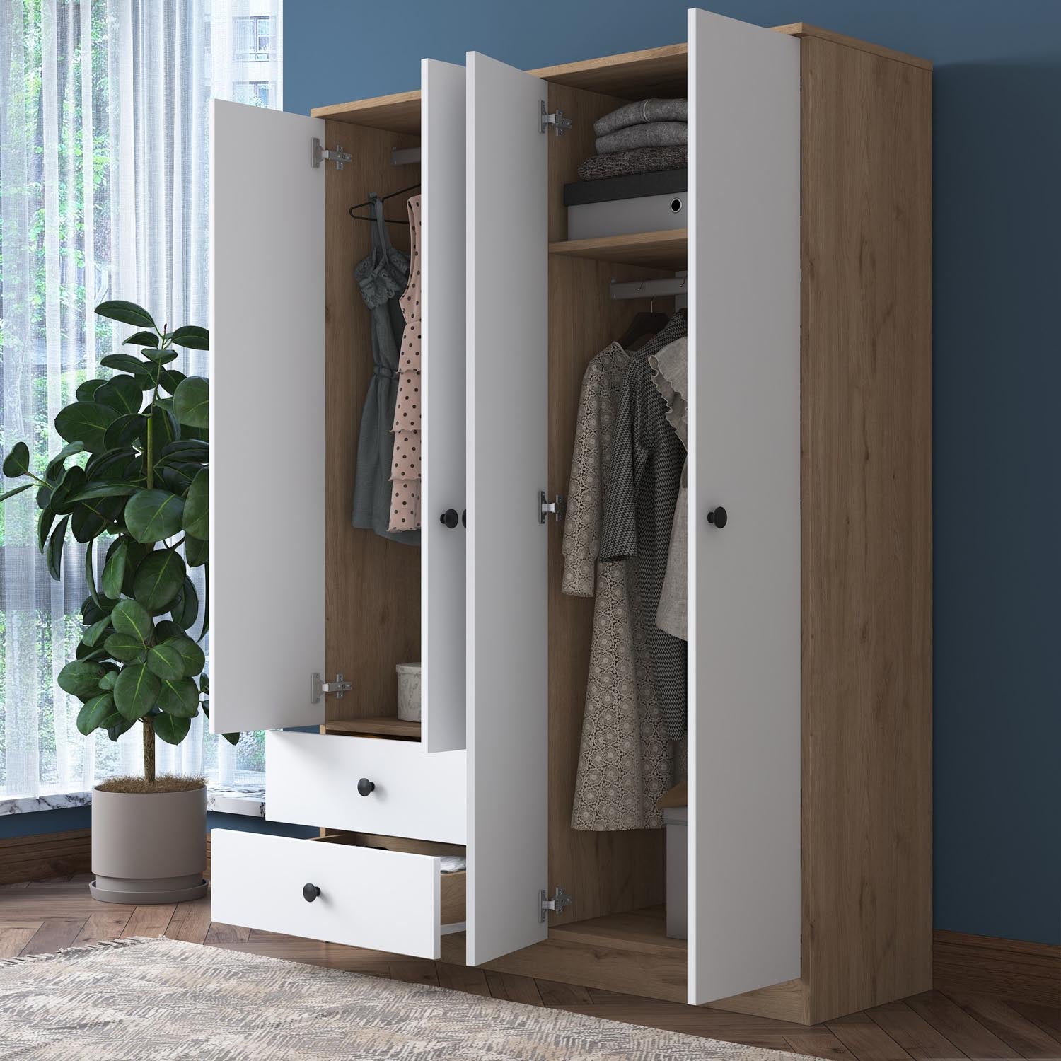 BA108 - 2067 in Walnuss Weiss präsentiert im Onlineshop von KAQTU Design AG. Garderobe ist von Hanah Home