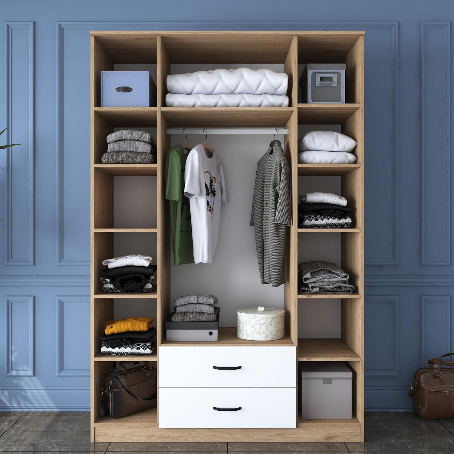 BA112 - 2331 in Walnuss Weiss präsentiert im Onlineshop von KAQTU Design AG. Garderobe ist von Hanah Home