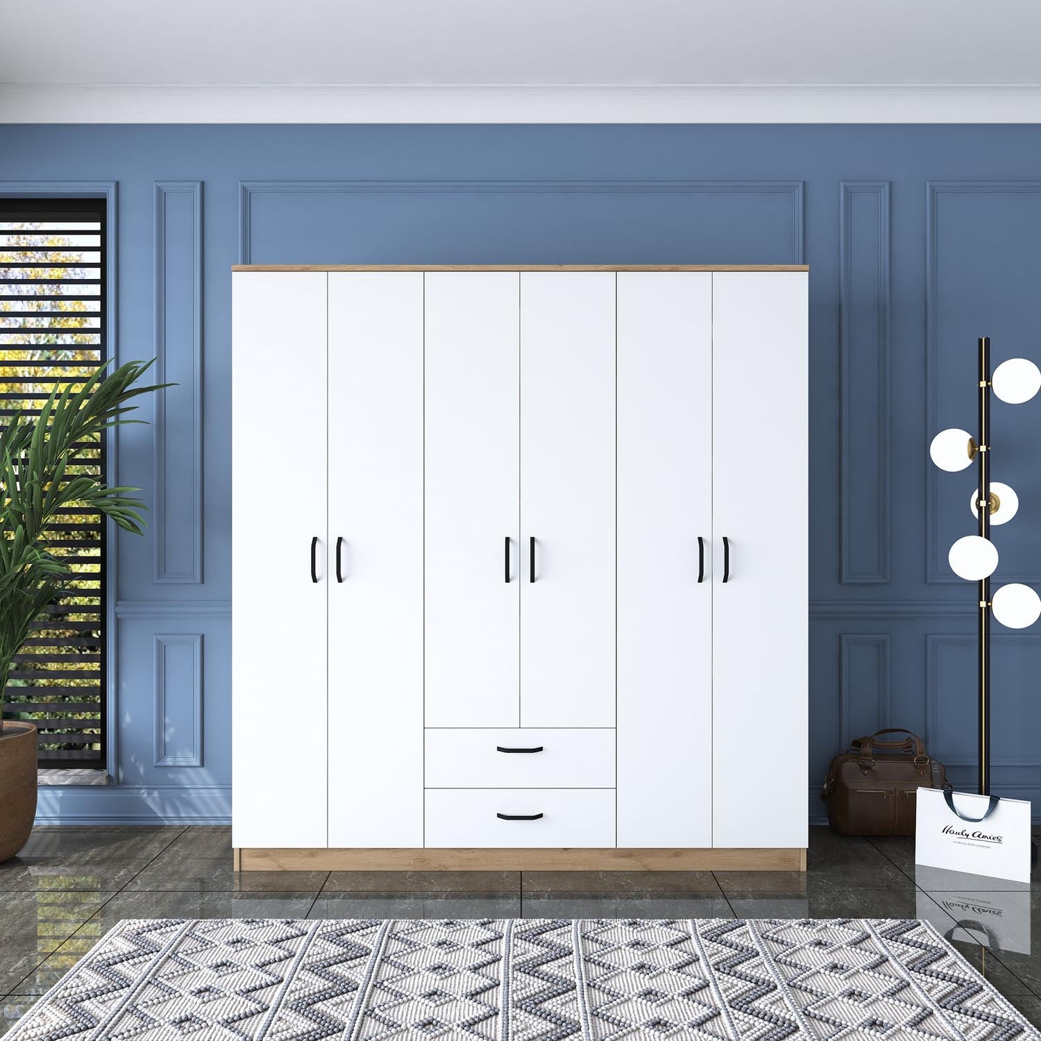 BA115 - 2283 in Walnuss Weiss präsentiert im Onlineshop von KAQTU Design AG. Garderobe ist von Hanah Home