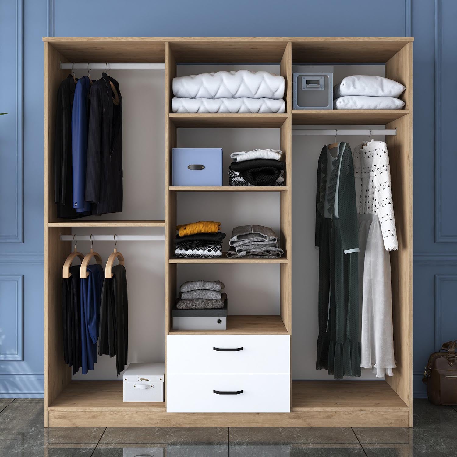 BA115 - 2283 in Walnuss Weiss präsentiert im Onlineshop von KAQTU Design AG. Garderobe ist von Hanah Home