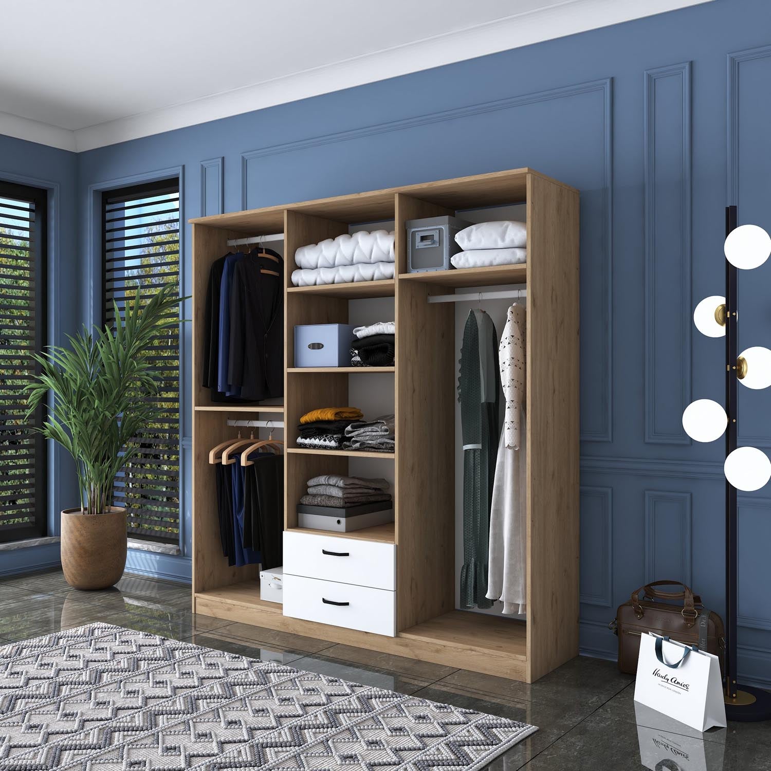 BA115 - 2283 in Walnuss Weiss präsentiert im Onlineshop von KAQTU Design AG. Garderobe ist von Hanah Home