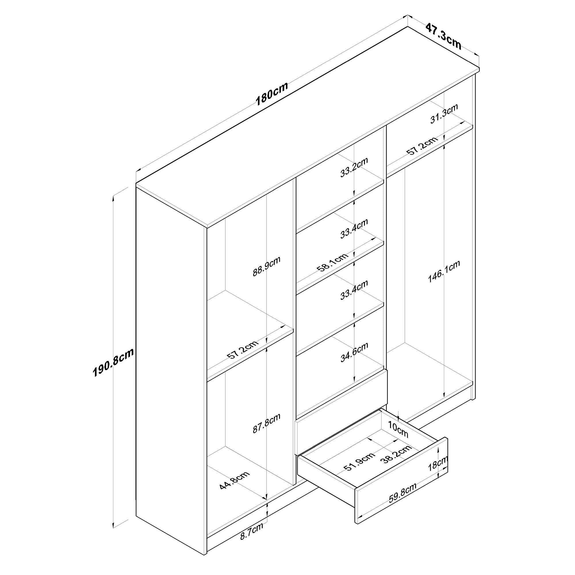BA115 - 2283 in Walnuss Weiss präsentiert im Onlineshop von KAQTU Design AG. Garderobe ist von Hanah Home