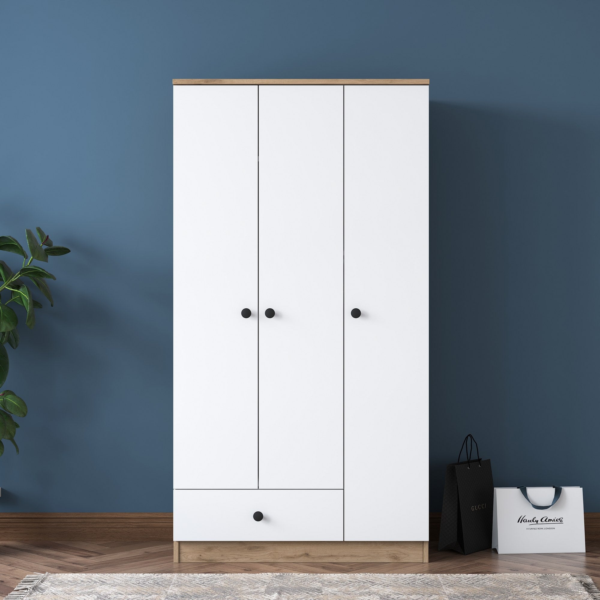 BA117 - 2253 in Walnuss Weiss präsentiert im Onlineshop von KAQTU Design AG. Garderobe ist von Hanah Home