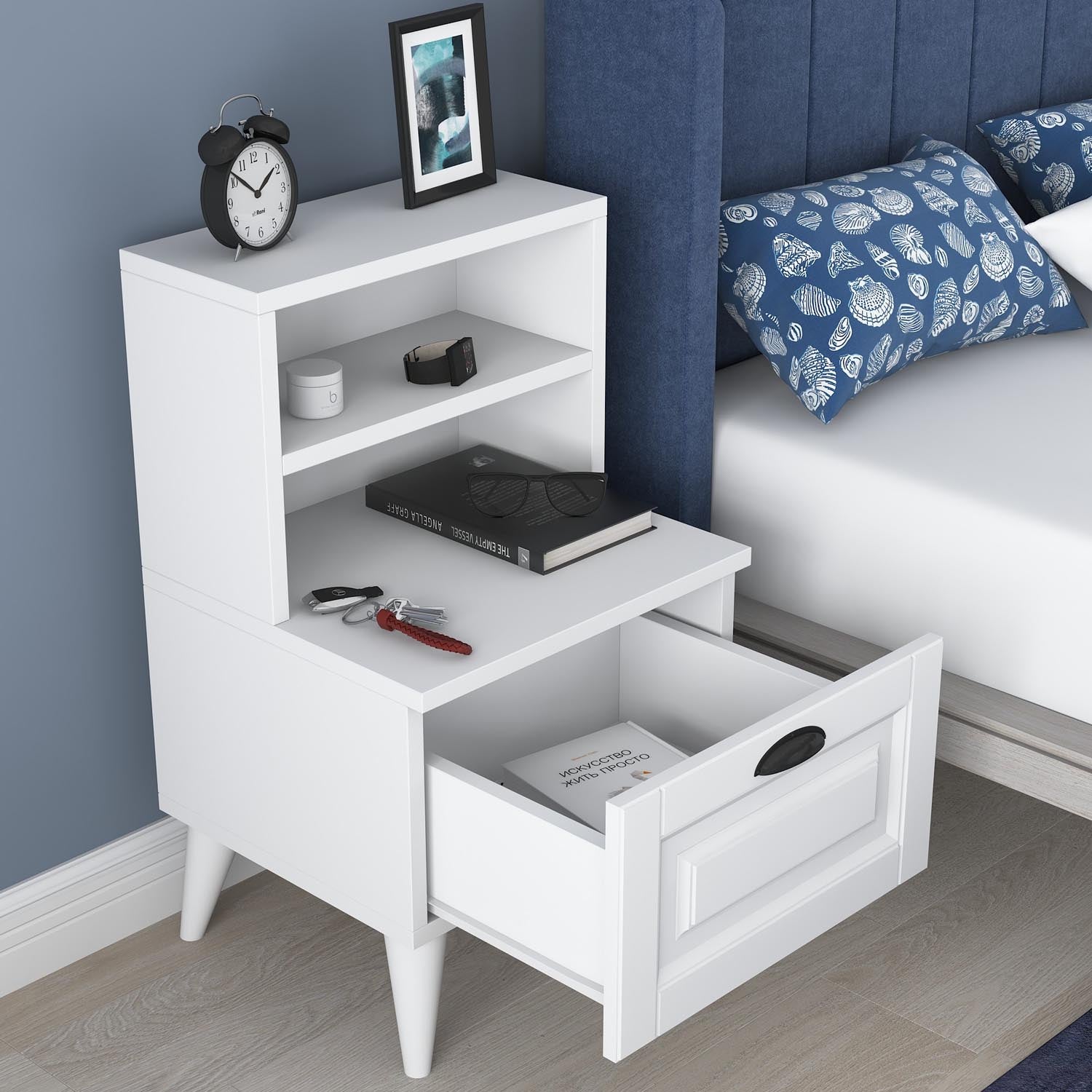 BD105 - 2785 in Weiss präsentiert im Onlineshop von KAQTU Design AG. Nachttisch ist von Hanah Home