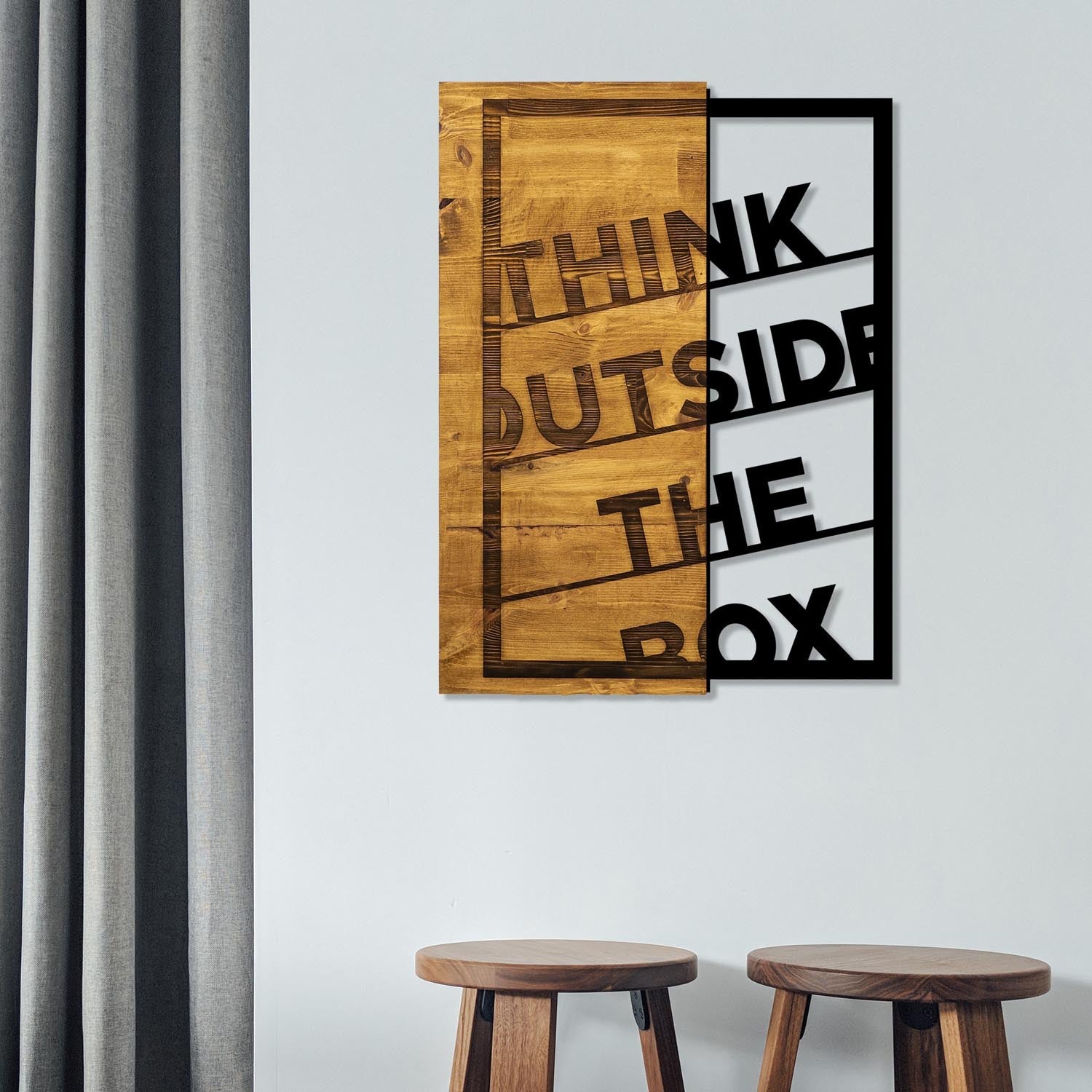 Think Outside The Box in Walnuss Schwarz präsentiert im Onlineshop von KAQTU Design AG. Wanddeko ist von Wallity