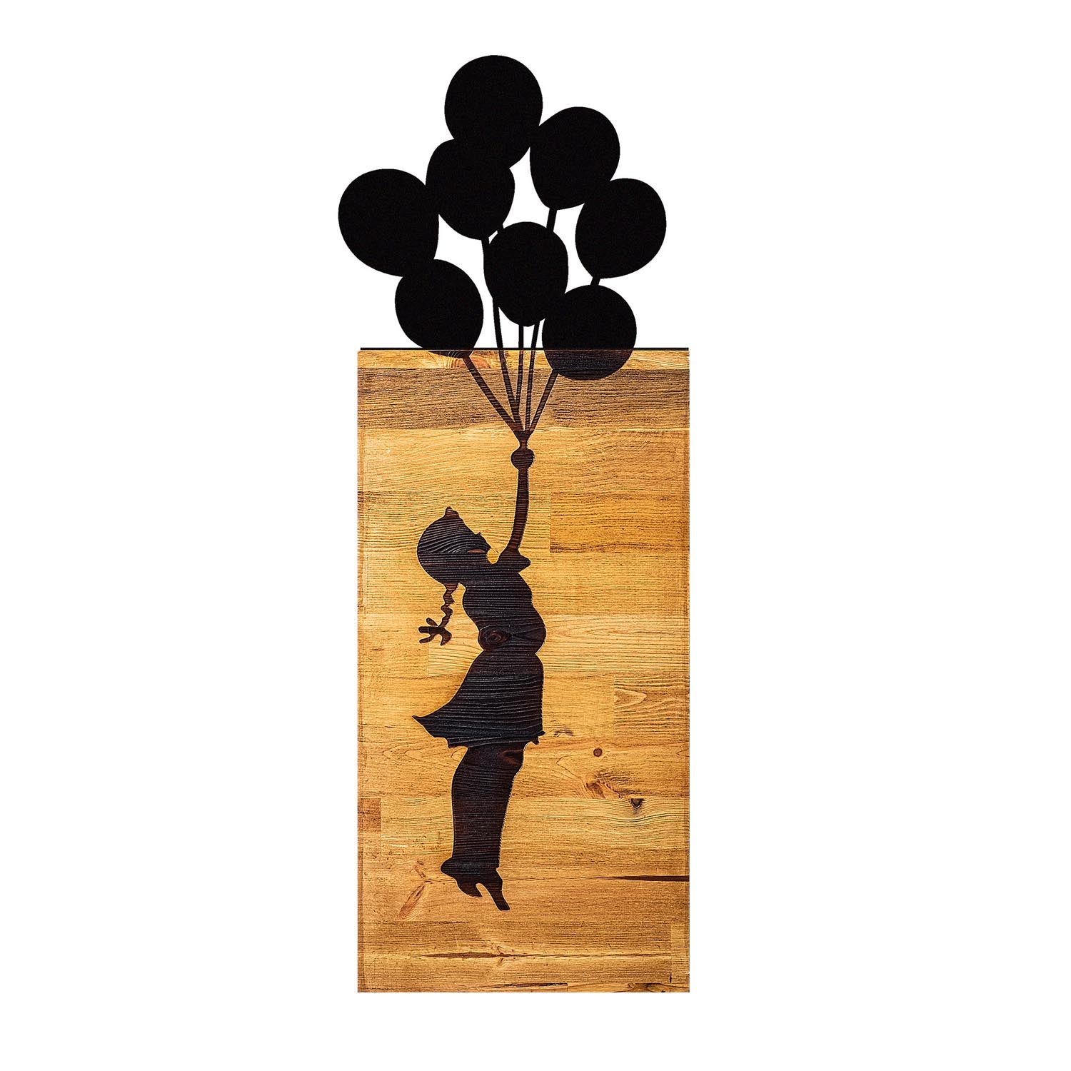 Chıld And Balloons in Schwarz präsentiert im Onlineshop von KAQTU Design AG. Wanddeko ist von Wallity