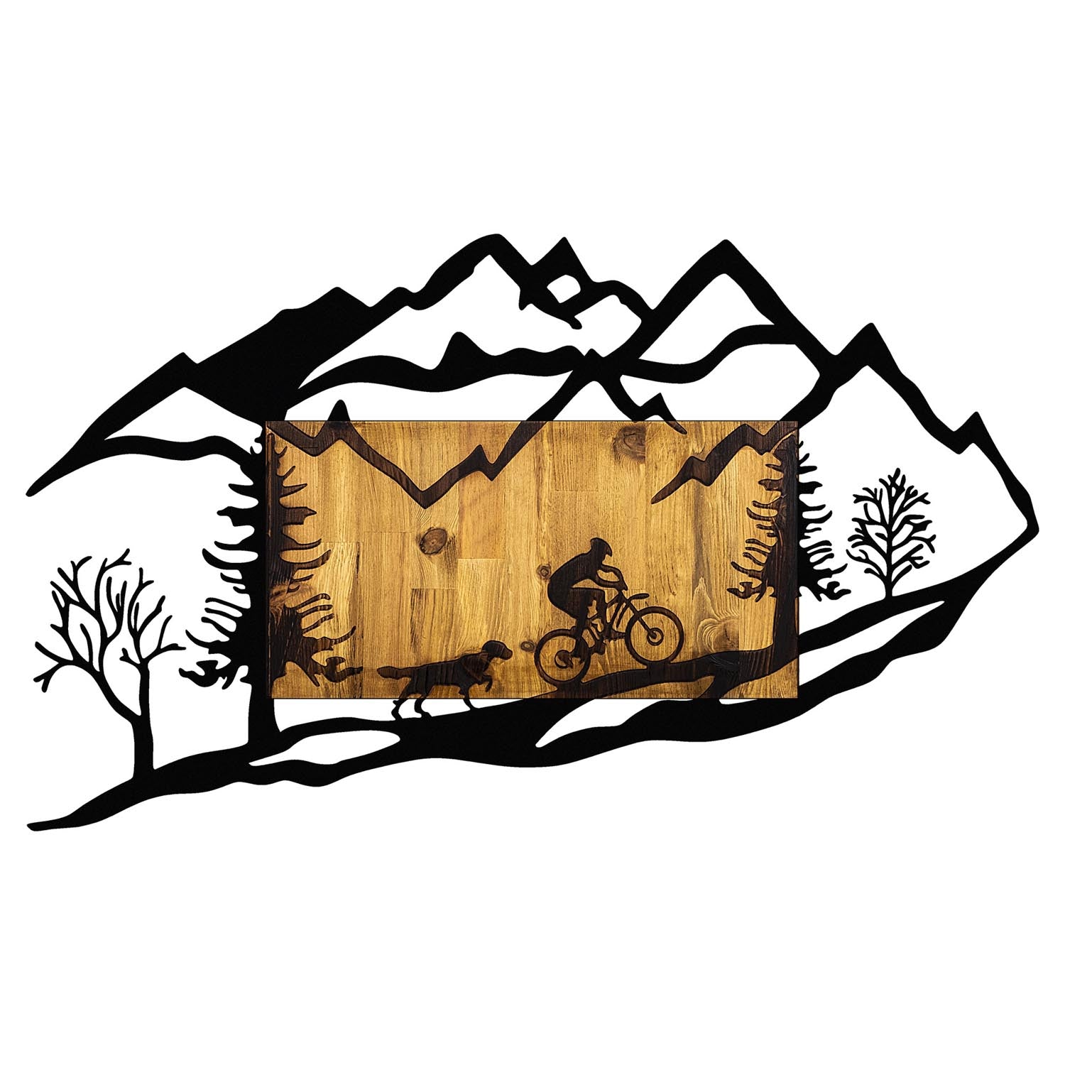 Bicycle Riding in Nature 1 in Walnuss Schwarz präsentiert im Onlineshop von KAQTU Design AG. Wanddeko ist von Wallity