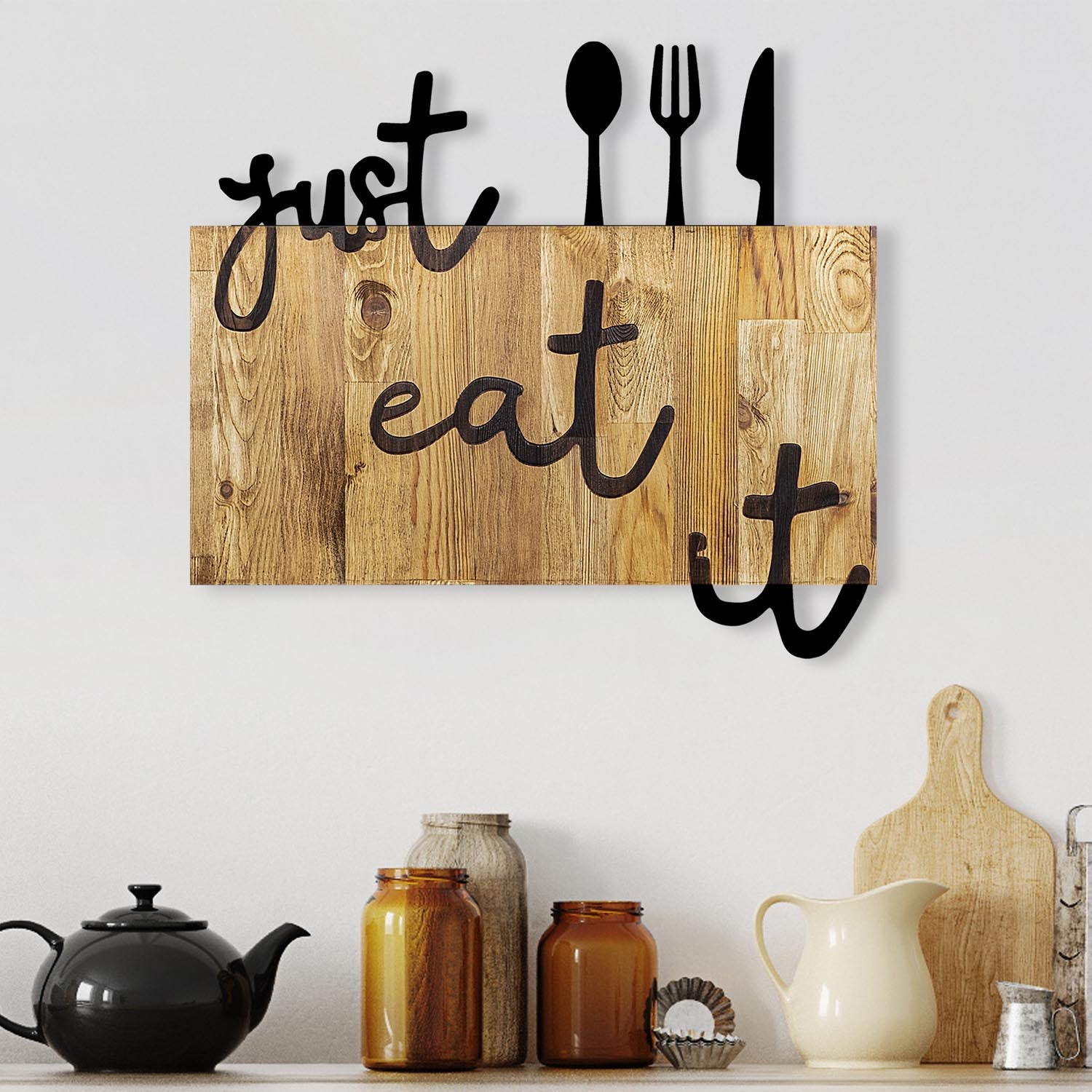 Just Eat It in Walnuss Schwarz präsentiert im Onlineshop von KAQTU Design AG. Wanddeko ist von Wallity