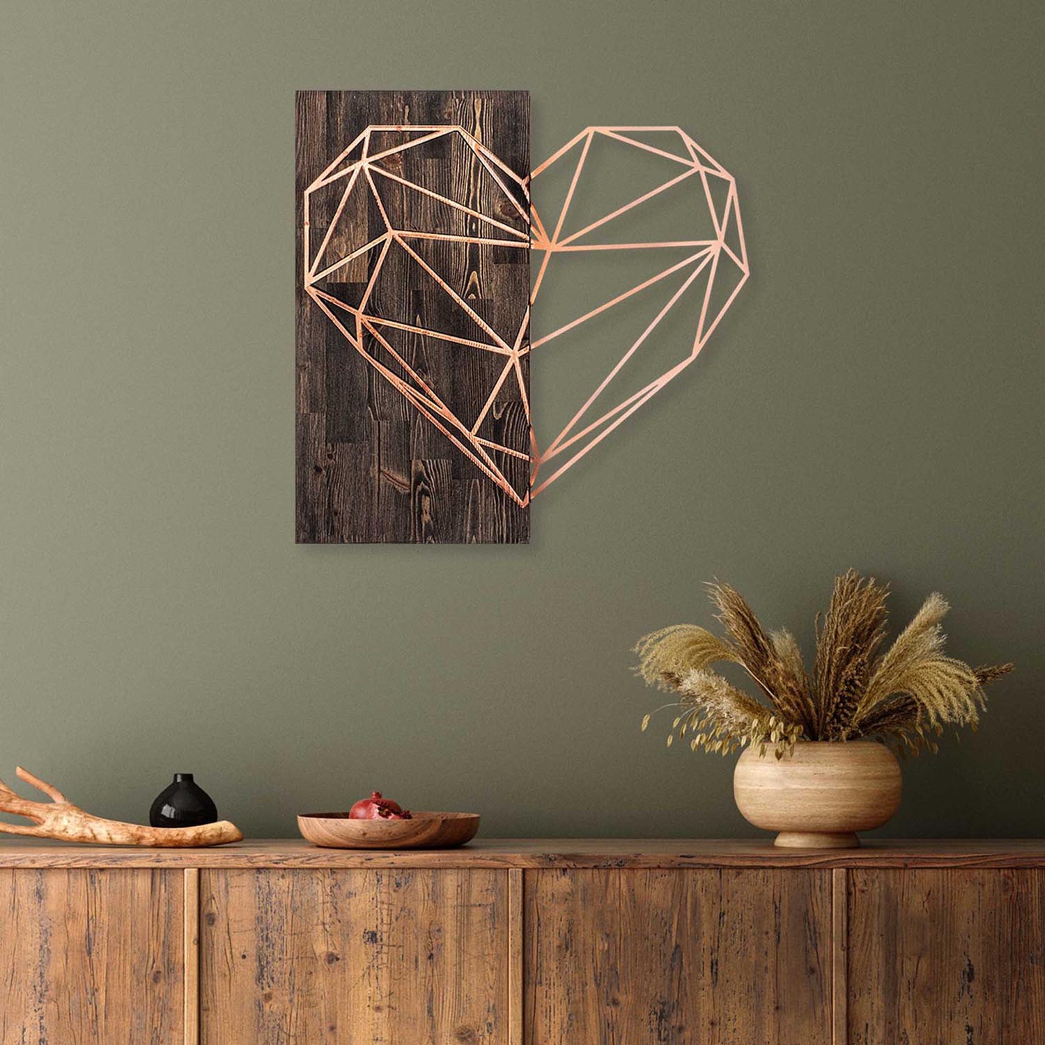 Heart - Copper in Walnuss
 Kupfer präsentiert im Onlineshop von KAQTU Design AG. Wanddeko ist von Wallity