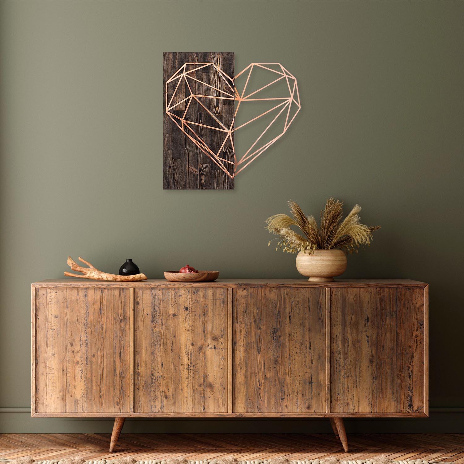 Heart - Copper in Walnuss
 Kupfer präsentiert im Onlineshop von KAQTU Design AG. Wanddeko ist von Wallity