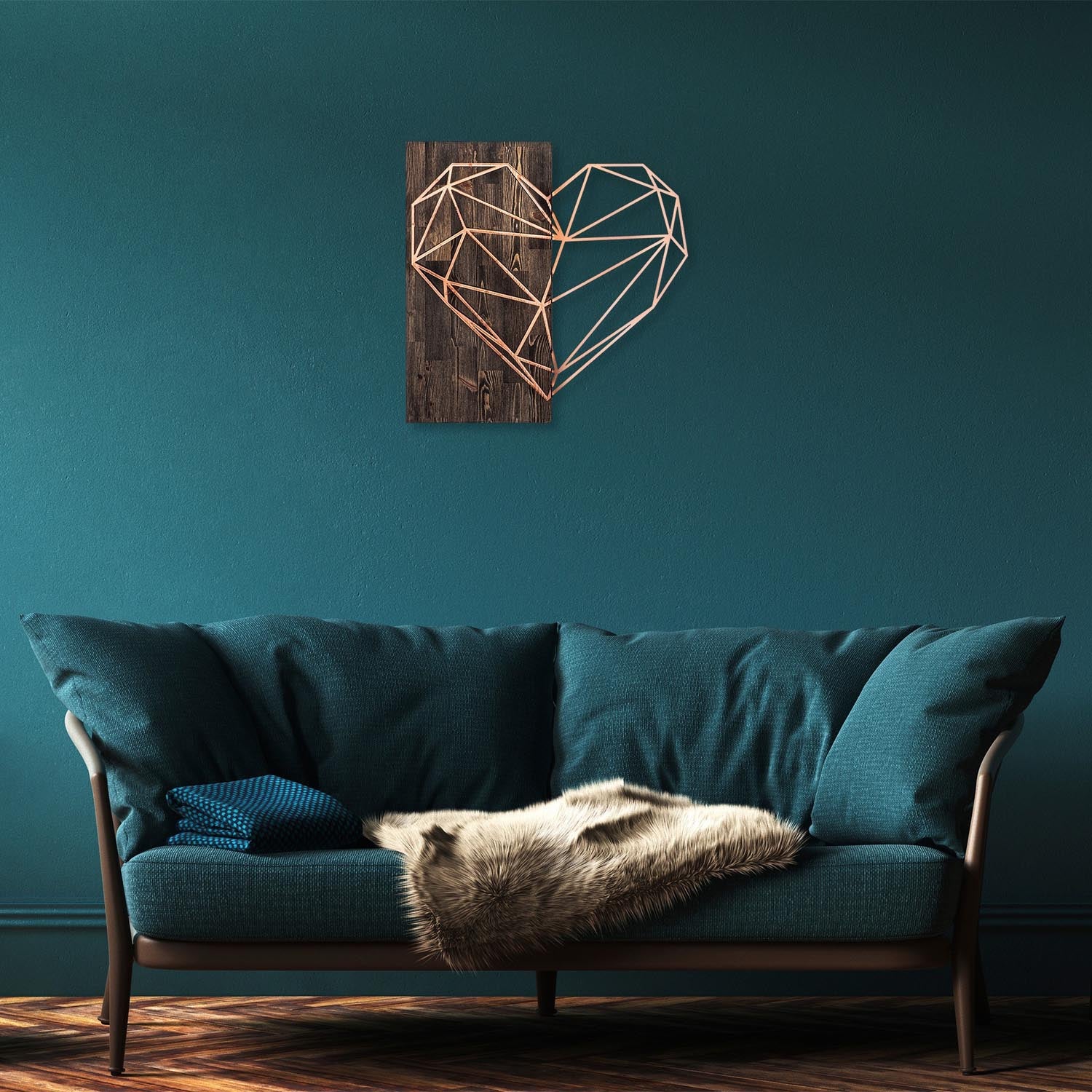 Heart - Copper in Walnuss
 Kupfer präsentiert im Onlineshop von KAQTU Design AG. Wanddeko ist von Wallity