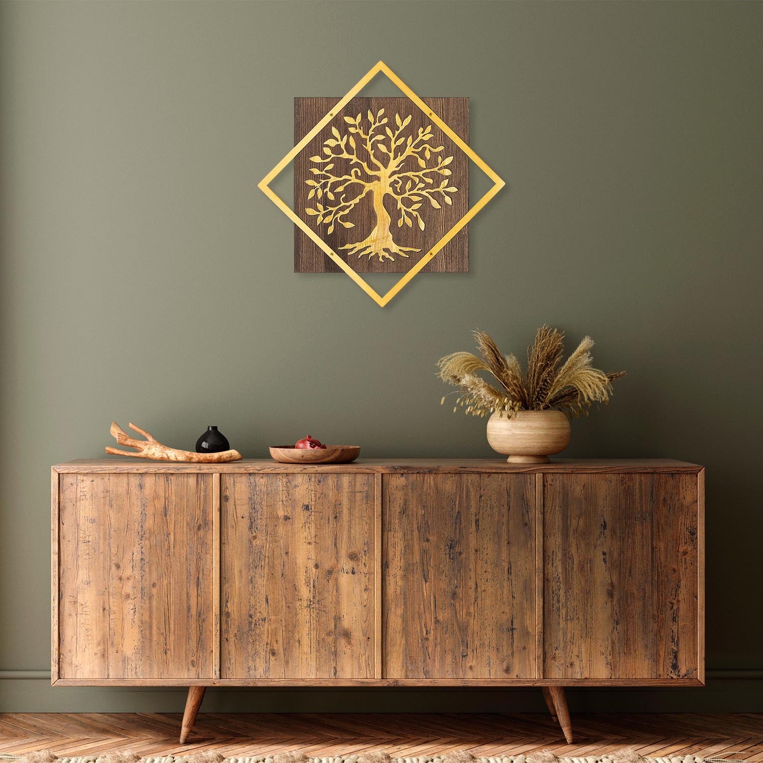 Tree v2 - Gold in Walnuss Gold präsentiert im Onlineshop von KAQTU Design AG. Wanddeko ist von Wallity