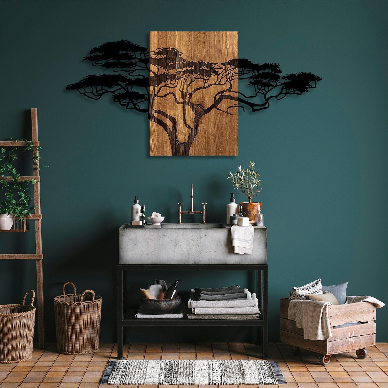 Acacia Tree - 329 in Schwarznuss präsentiert im Onlineshop von KAQTU Design AG. Wanddeko ist von Wallity