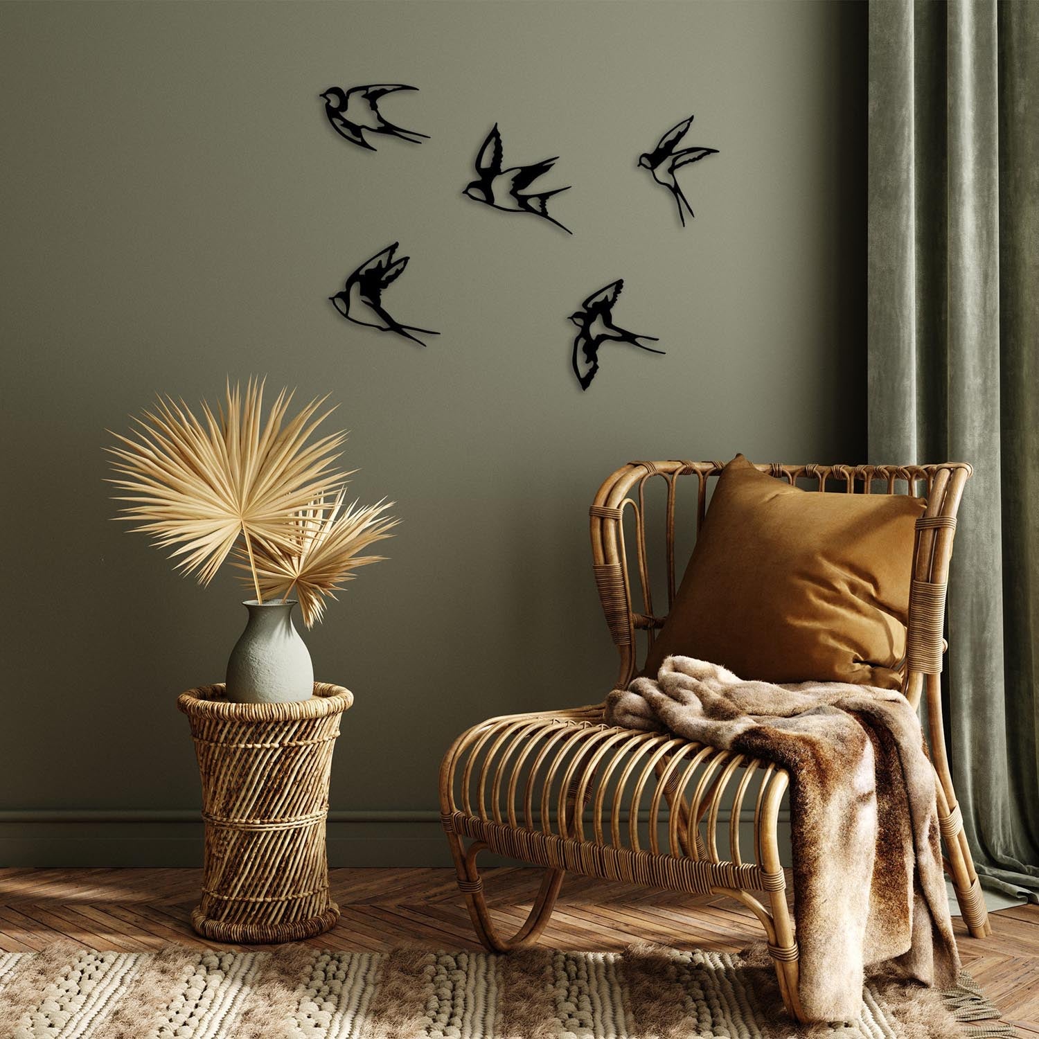 Swallows - 303 in Schwarz präsentiert im Onlineshop von KAQTU Design AG. Wanddeko ist von Wallity