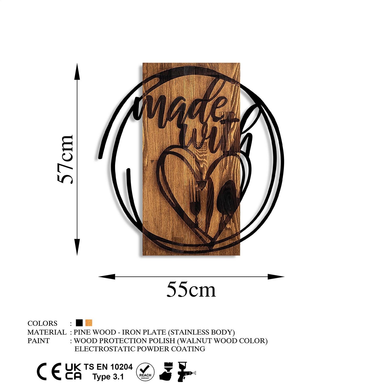 Made With Love in Walnuss Schwarz präsentiert im Onlineshop von KAQTU Design AG. Wanddeko ist von Wallity