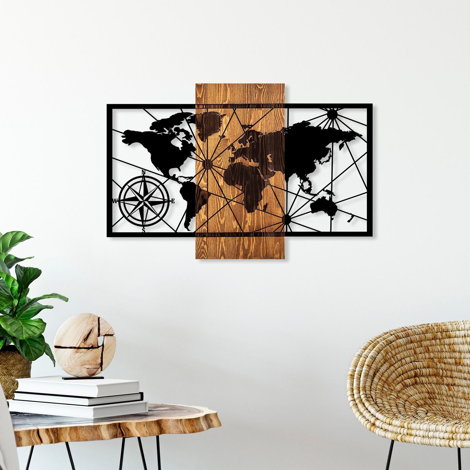 World Map 3-M in Walnuss Schwarz präsentiert im Onlineshop von KAQTU Design AG. Wanddeko ist von Wallity