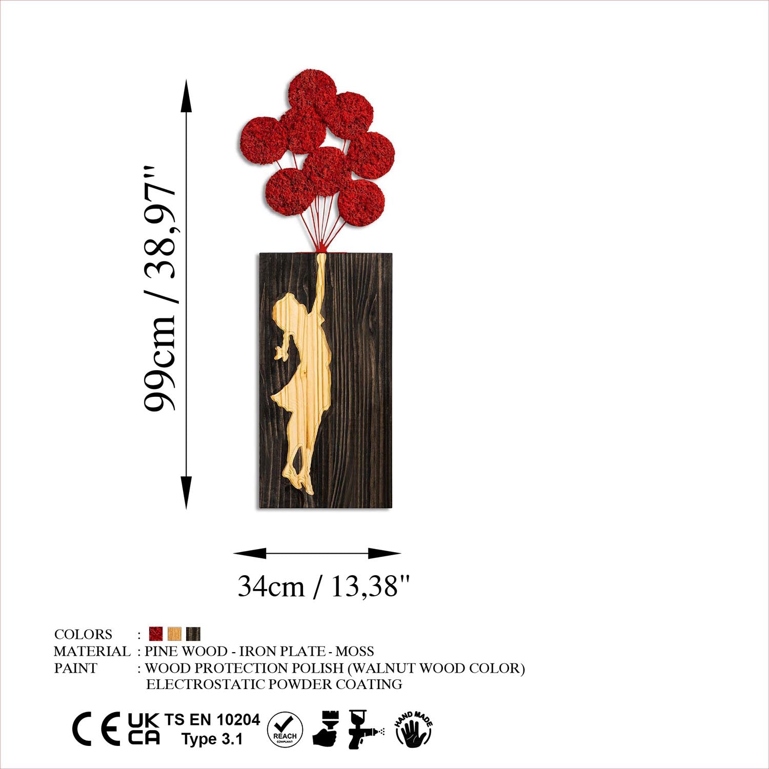 Banksy - 17-1 in Walnuss
 Braun
 Rot präsentiert im Onlineshop von KAQTU Design AG. Wanddeko ist von Wallity