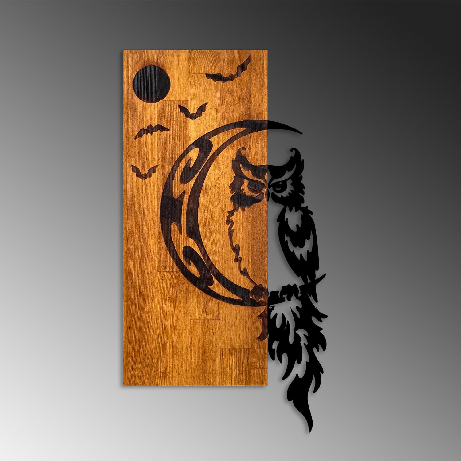 Owl in Walnuss Schwarz präsentiert im Onlineshop von KAQTU Design AG. Wanddeko ist von Wallity