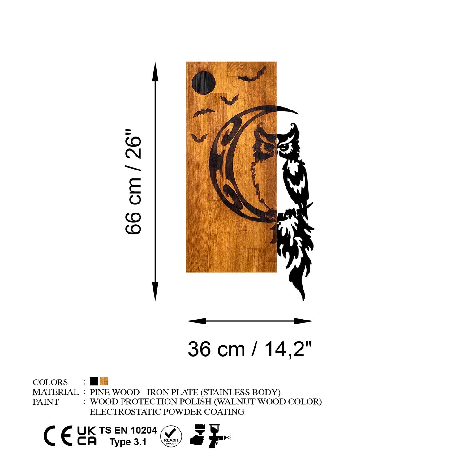 Owl in Walnuss Schwarz präsentiert im Onlineshop von KAQTU Design AG. Wanddeko ist von Wallity