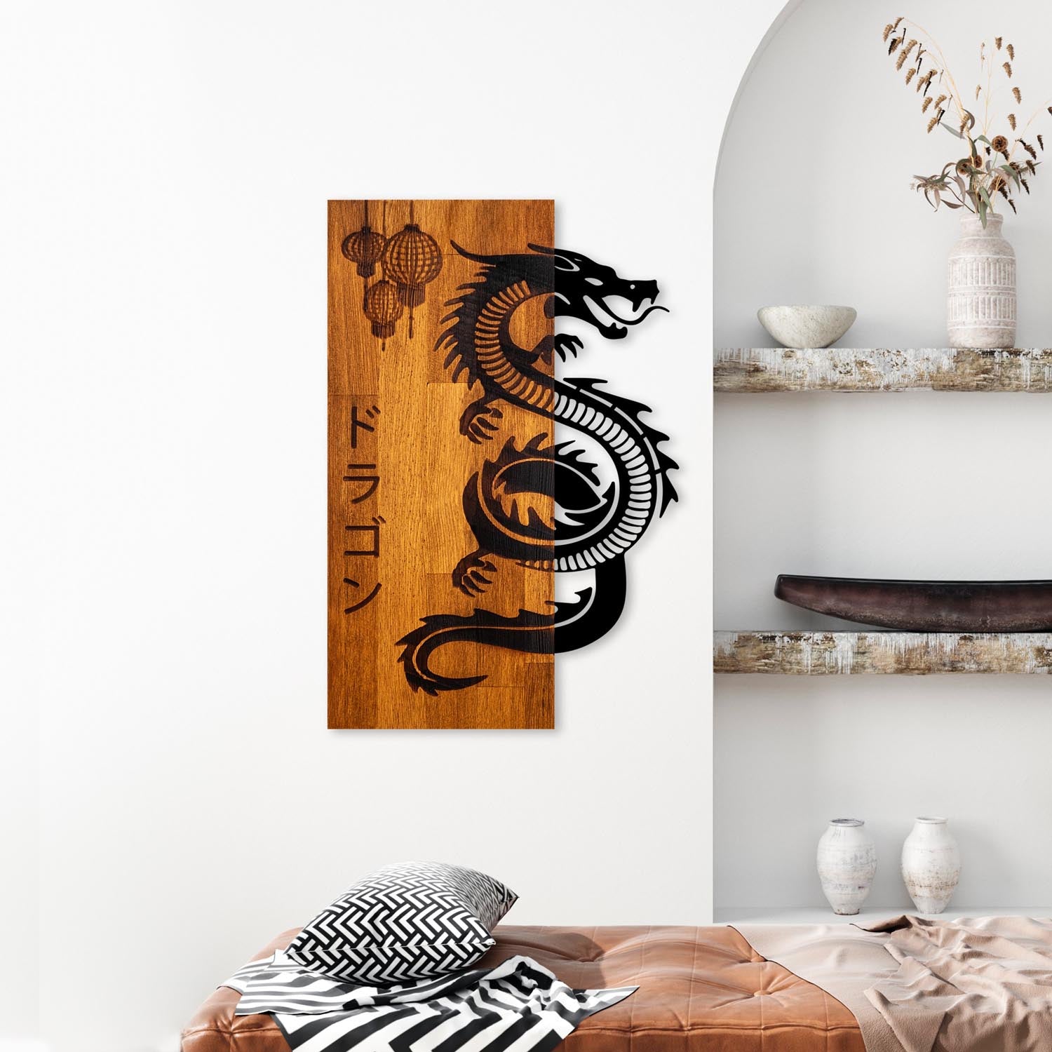 Dragon in Walnuss Schwarz präsentiert im Onlineshop von KAQTU Design AG. Wanddeko ist von Wallity
