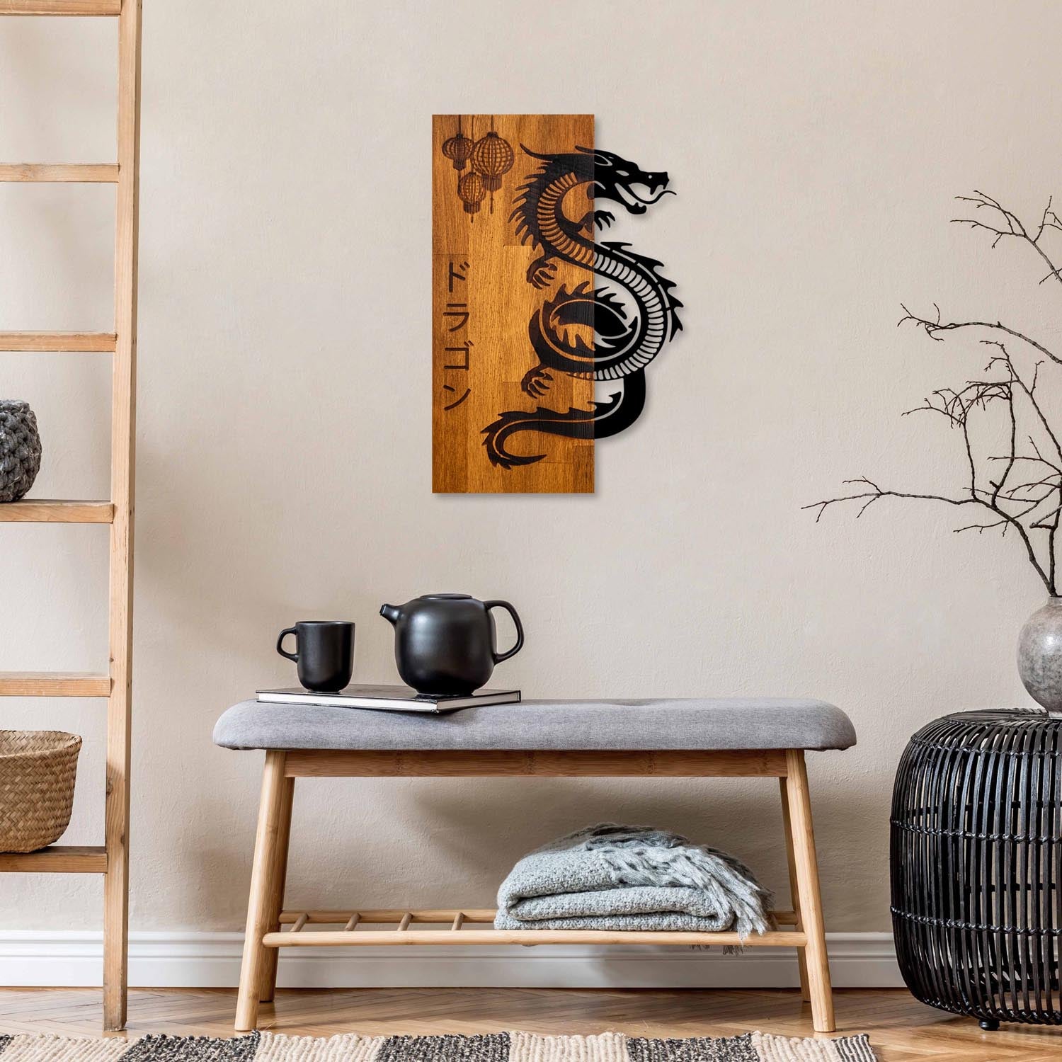 Dragon in Walnuss Schwarz präsentiert im Onlineshop von KAQTU Design AG. Wanddeko ist von Wallity