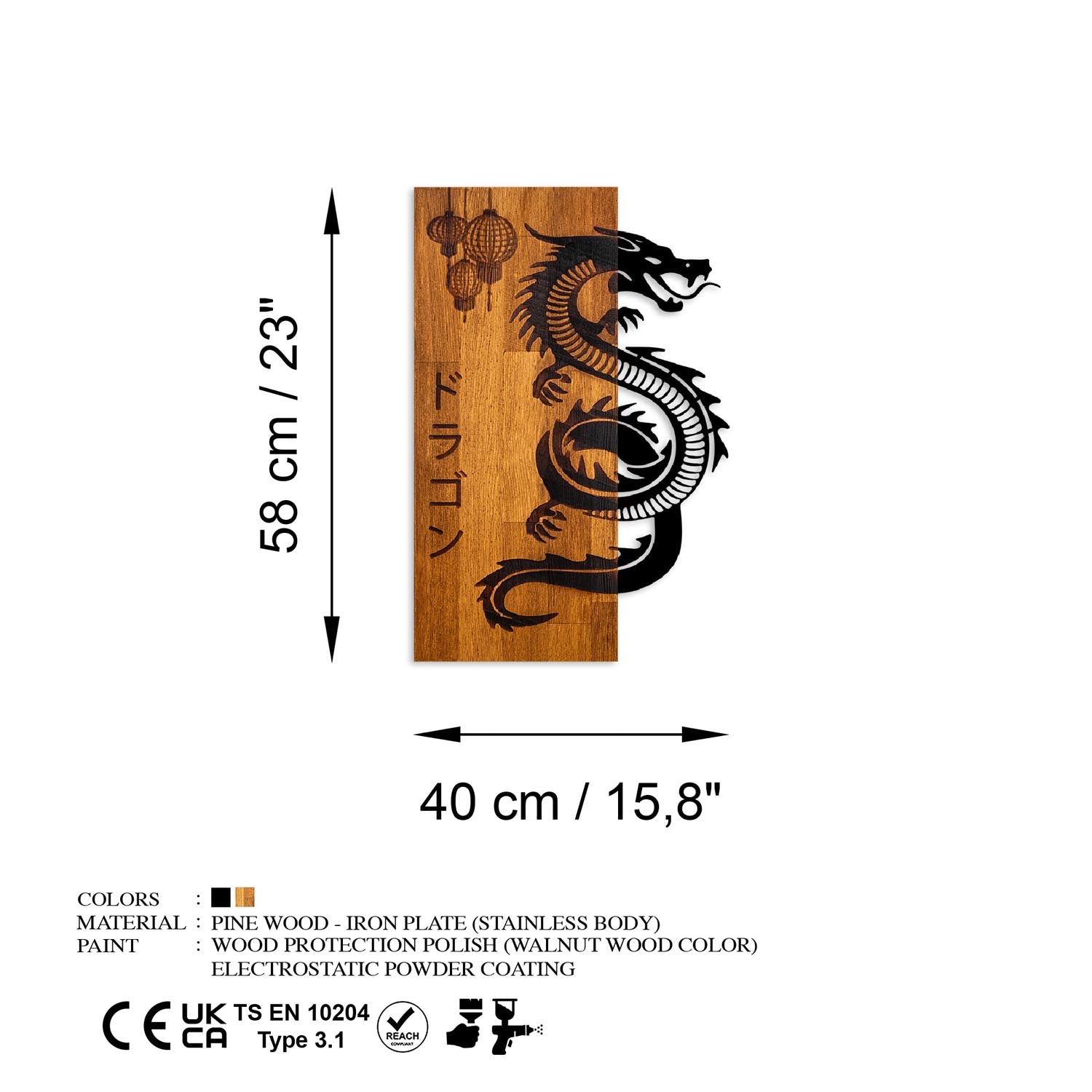Dragon in Walnuss Schwarz präsentiert im Onlineshop von KAQTU Design AG. Wanddeko ist von Wallity