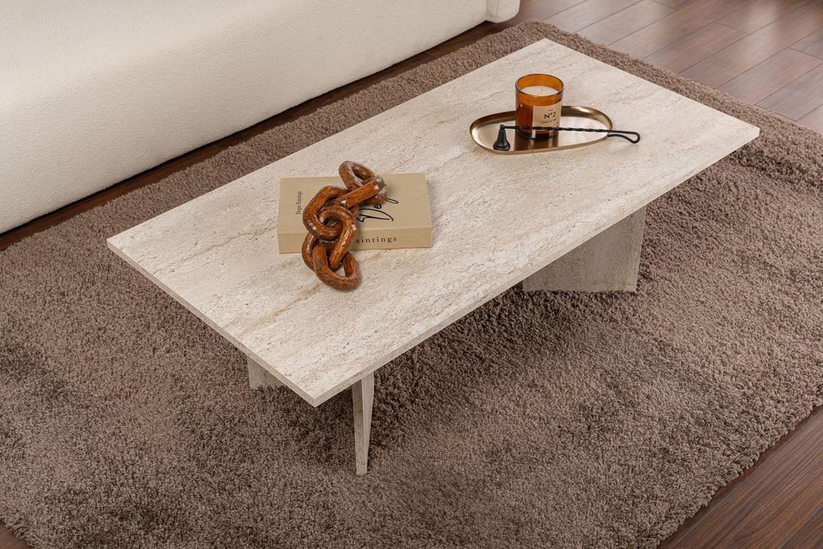 Sabin Sofatisch - Travertin in Travertin präsentiert im Onlineshop von KAQTU Design AG. Couchtisch ist von Nordure