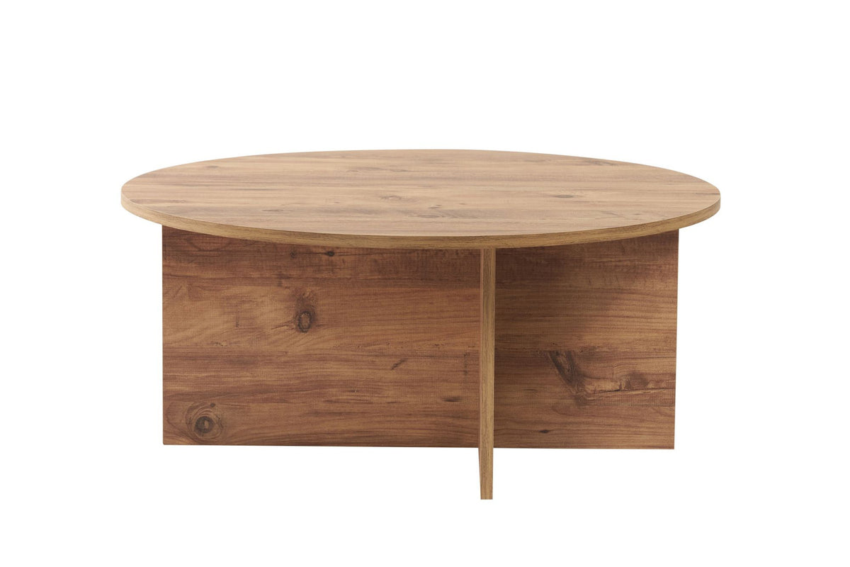 Quadratischer Couchtisch aus melaminbeschichteter Spanplatte in Atlantik Kiefer, 90 x 90 x 40 cm, schlichte Optik im Wohnzimmer.