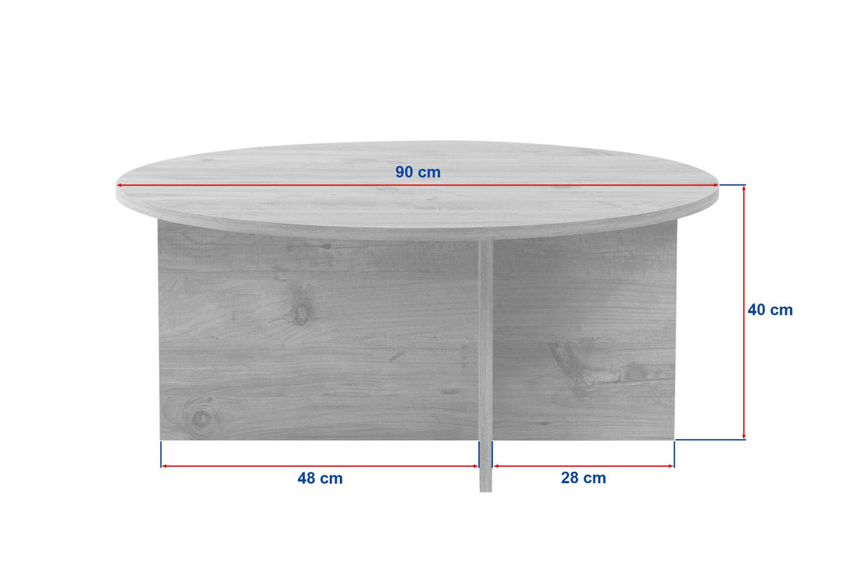Quadratischer Couchtisch in Travertin-Optik aus melaminbeschichteter Spanplatte, schlichtes Design, Masse 90x90x40 cm, Hersteller Nordure.
