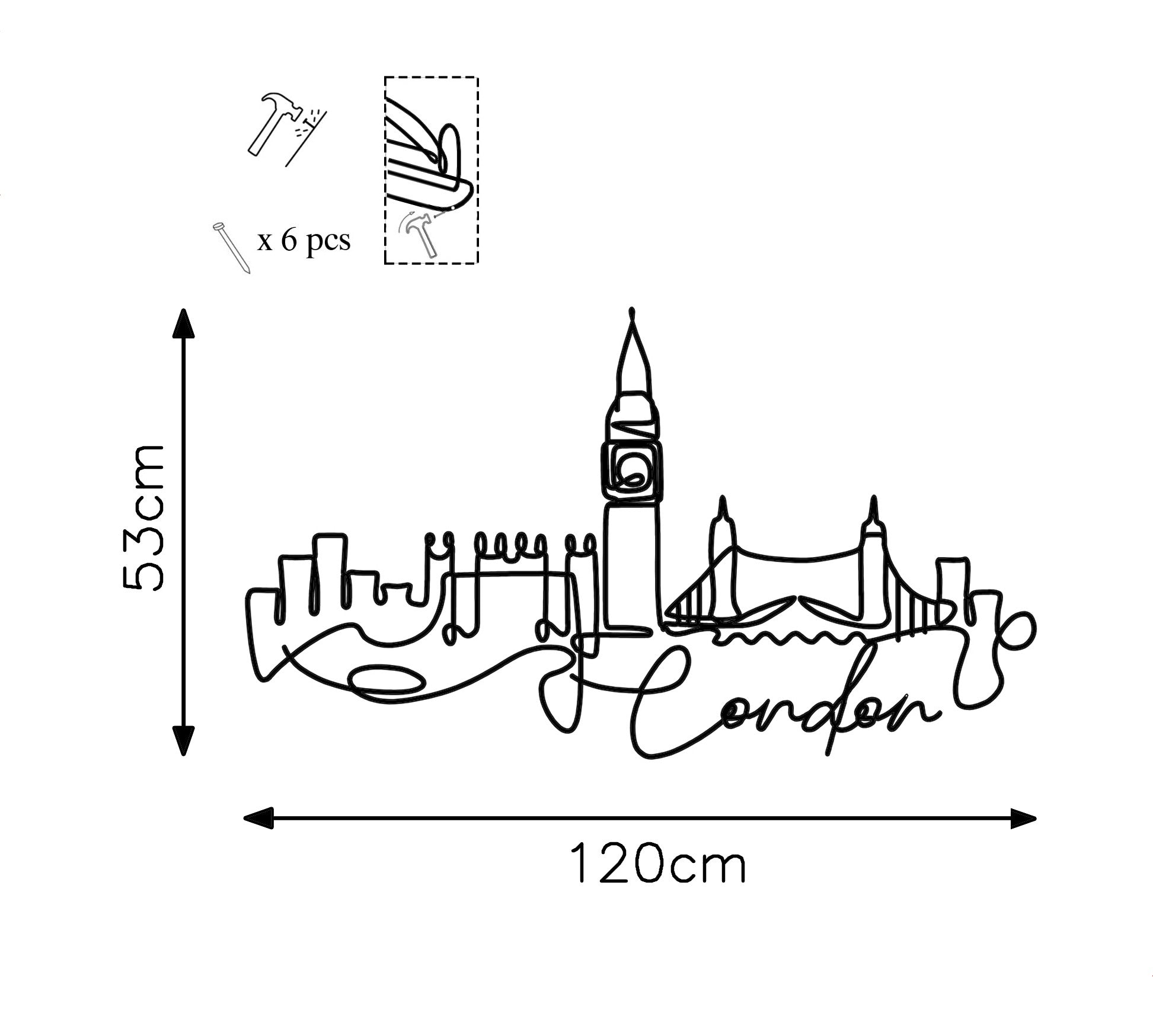 London in Schwarz präsentiert im Onlineshop von KAQTU Design AG. Wanddeko ist von Wallity