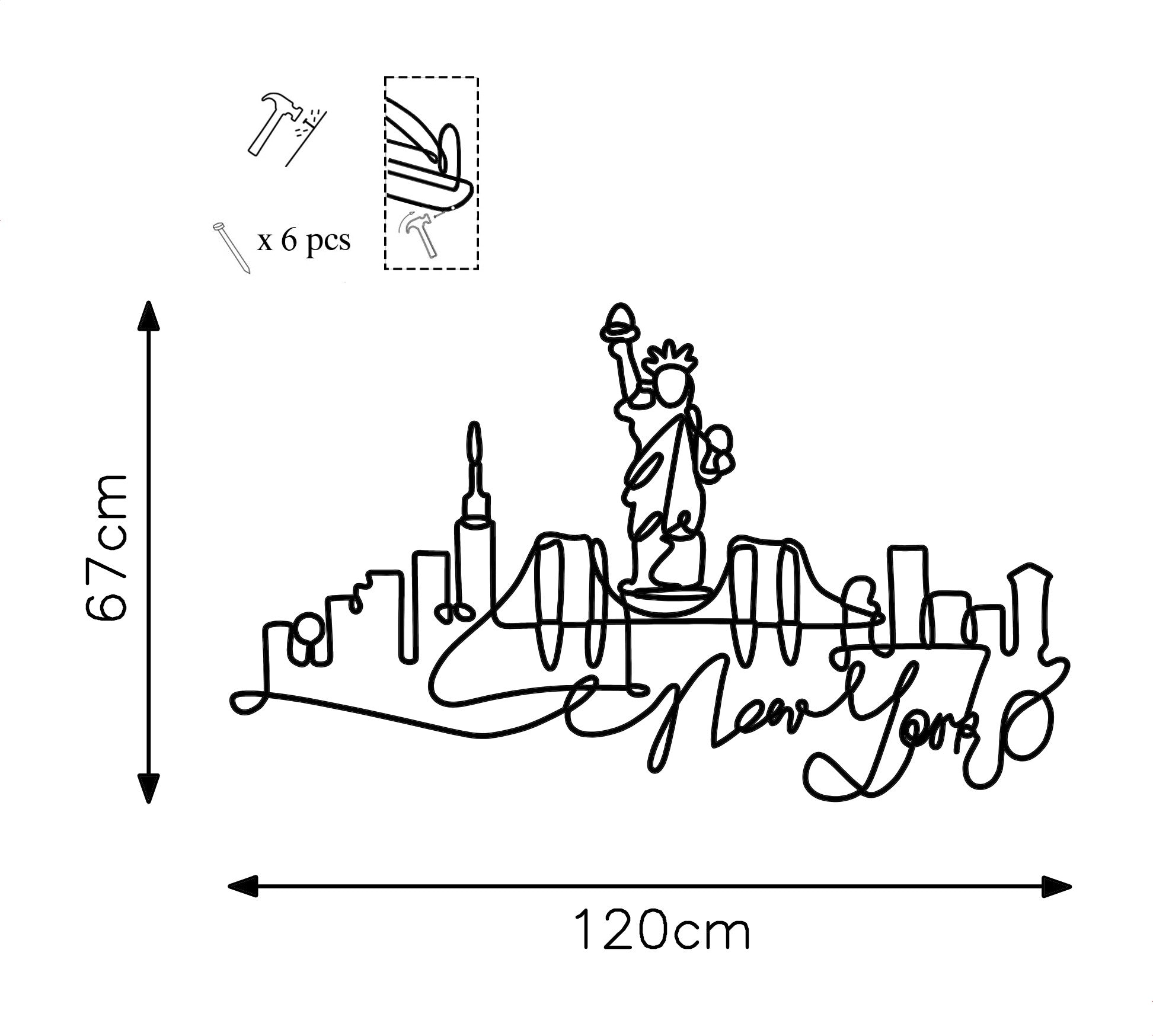 Newyork in Schwarz präsentiert im Onlineshop von KAQTU Design AG. Wanddeko ist von Wallity