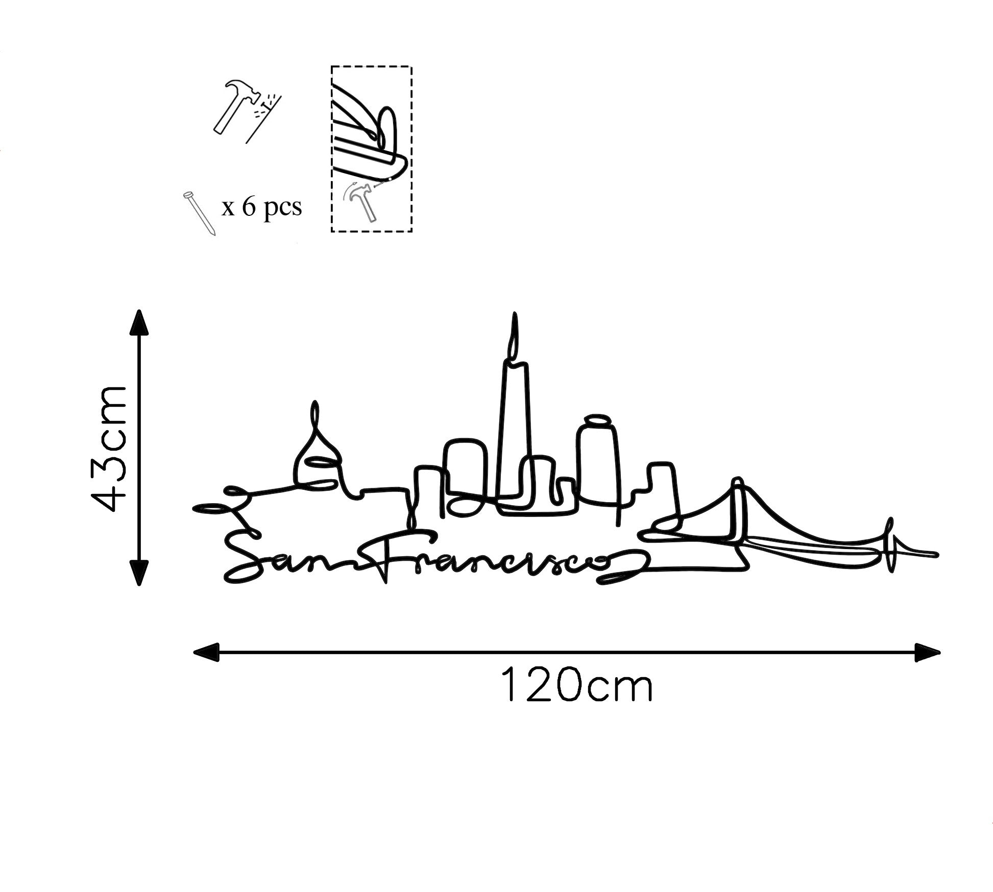 San Francisco in Schwarz präsentiert im Onlineshop von KAQTU Design AG. Wanddeko ist von Wallity