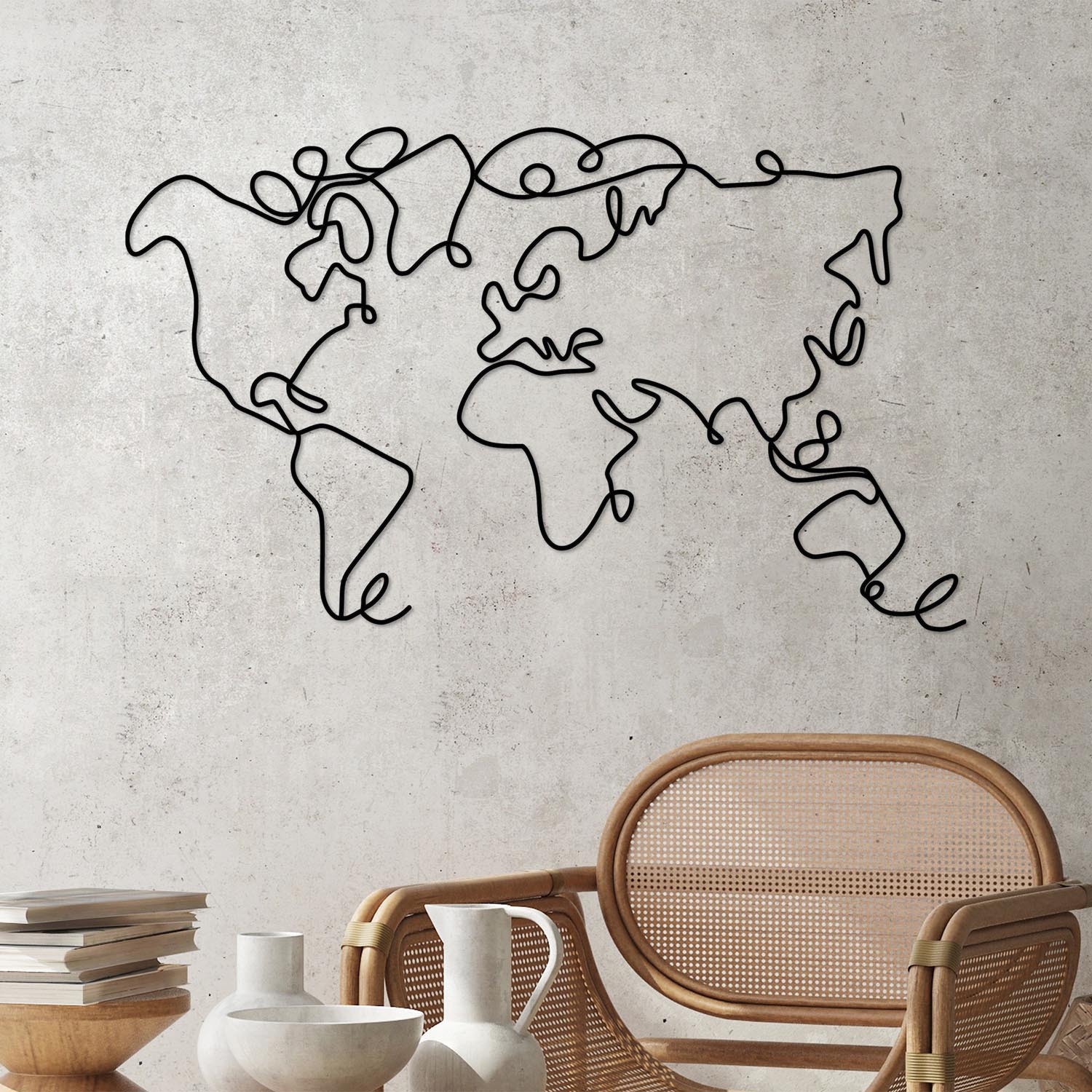 World Map in Schwarz präsentiert im Onlineshop von KAQTU Design AG. Wanddeko ist von Wallity