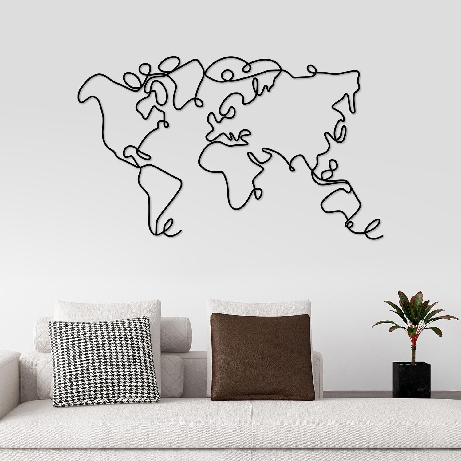World Map in Schwarz präsentiert im Onlineshop von KAQTU Design AG. Wanddeko ist von Wallity